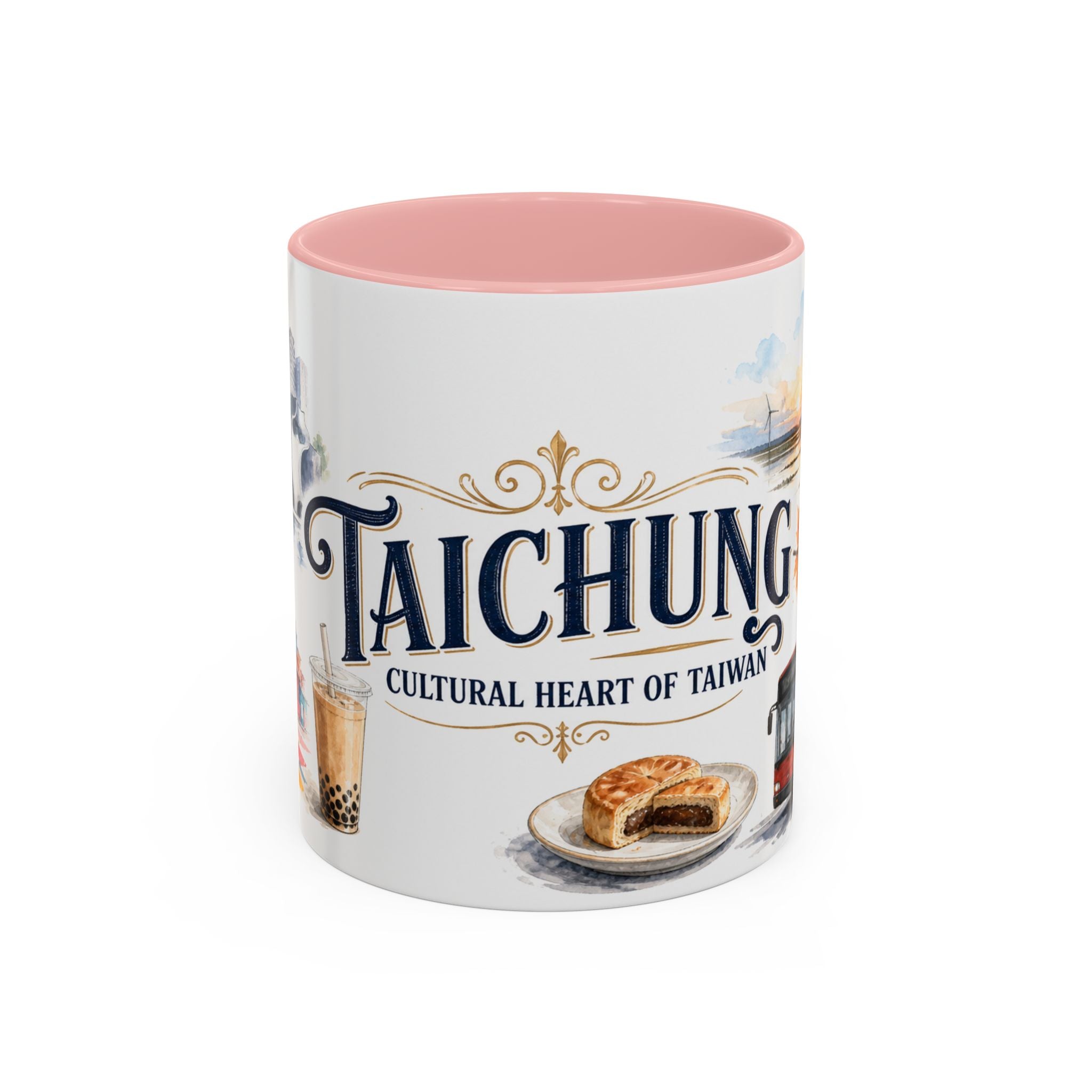 Taichung Coffee Mug | Taiwan Travel Souvenir | Vintage Illustrated City Gift | 11 oz 15 oz Accent Mug