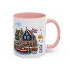 Volendam Illustrated Travel Mug | Netherlands Souvenir Accent Coffee Mug | 11oz 15oz Ceramic Cup