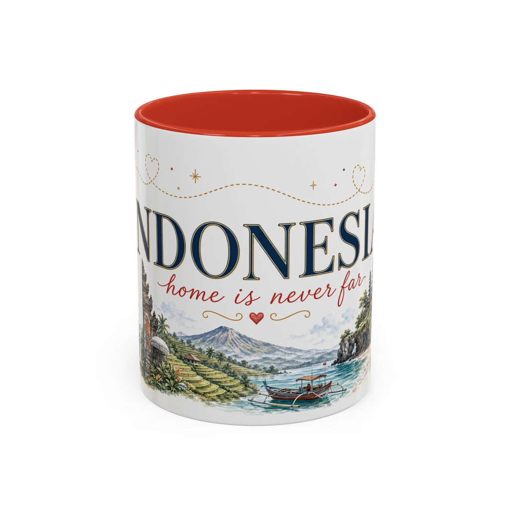 Indonesia Home Country Mug | Moving Away Gift | Long Distance Friendship | 11 oz 15 oz Accent Mug