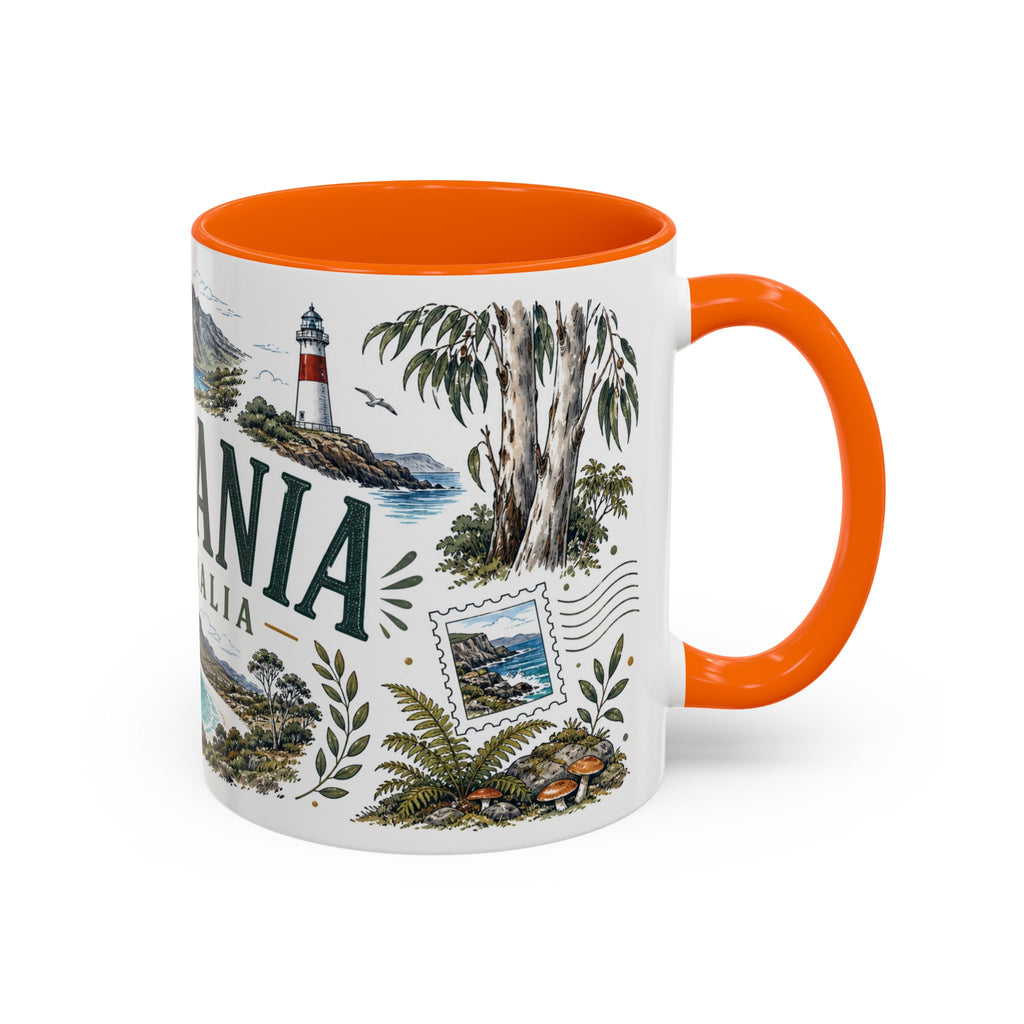 Tasmania Coffee Mug | Travel Destination Souvenir Gift | Accent Color Ceramic 11oz 15oz