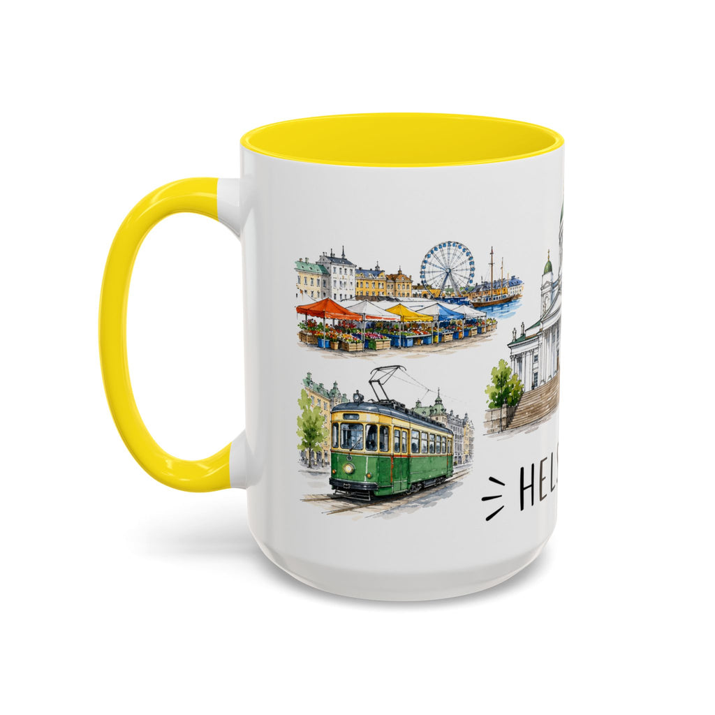 Helsinki Illustrated Travel Mug | City Souvenir Accent Coffee Mug | 11oz 15oz Ceramic Cup