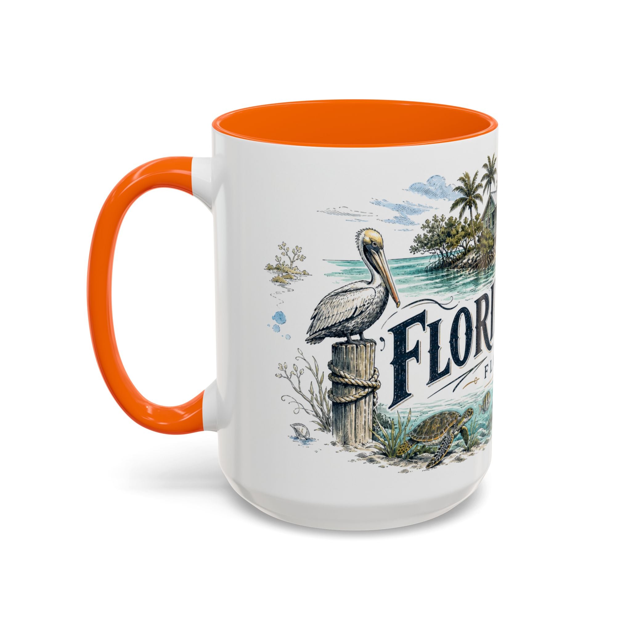 Florida Keys Mug, Florida Travel Souvenir, Bucket List Gift, Accent Ceramic Coffee Mug 11oz 15oz