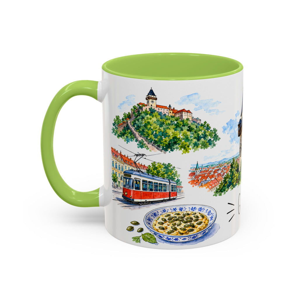 Graz Illustrated Travel Mug | City Souvenir Accent Coffee Mug | 11oz 15oz Ceramic Cup