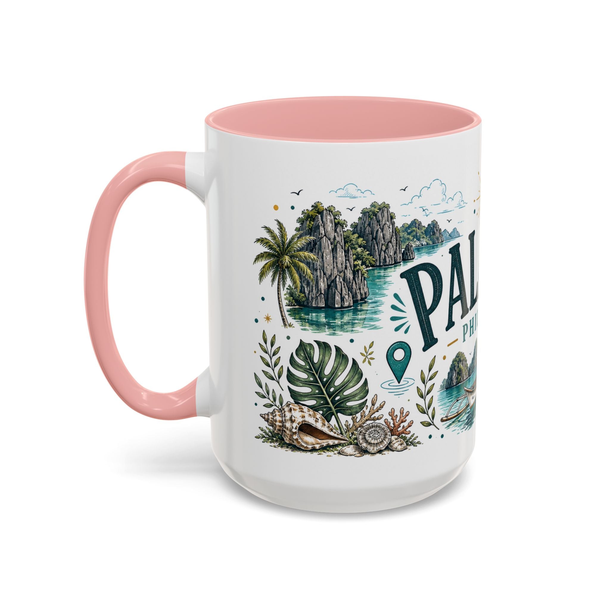 Palawan Coffee Mug | Travel Destination Souvenir Gift | Accent Color Ceramic 11oz 15oz