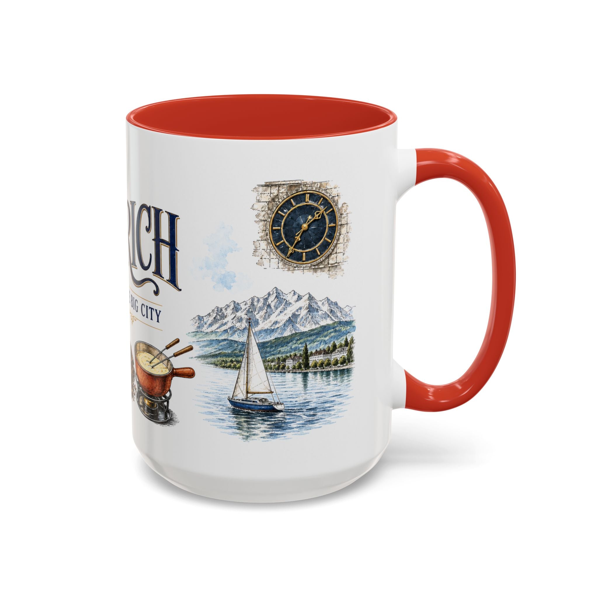 Zurich Coffee Mug | Switzerland Travel Souvenir | Vintage Illustrated City Gift | 11 oz 15 oz Accent Mug