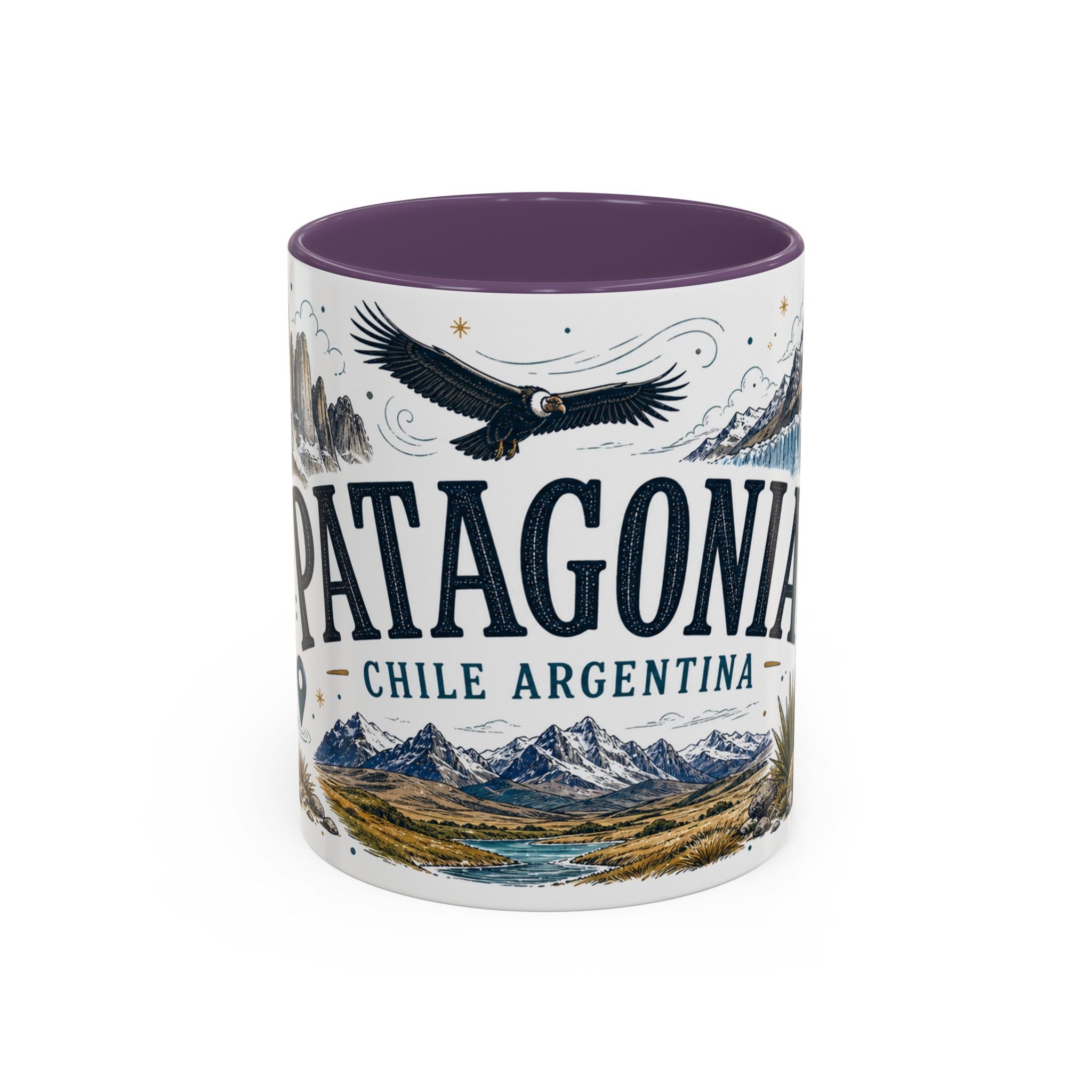 Patagonia Coffee Mug | Travel Destination Souvenir Gift | Accent Color Ceramic 11oz 15oz