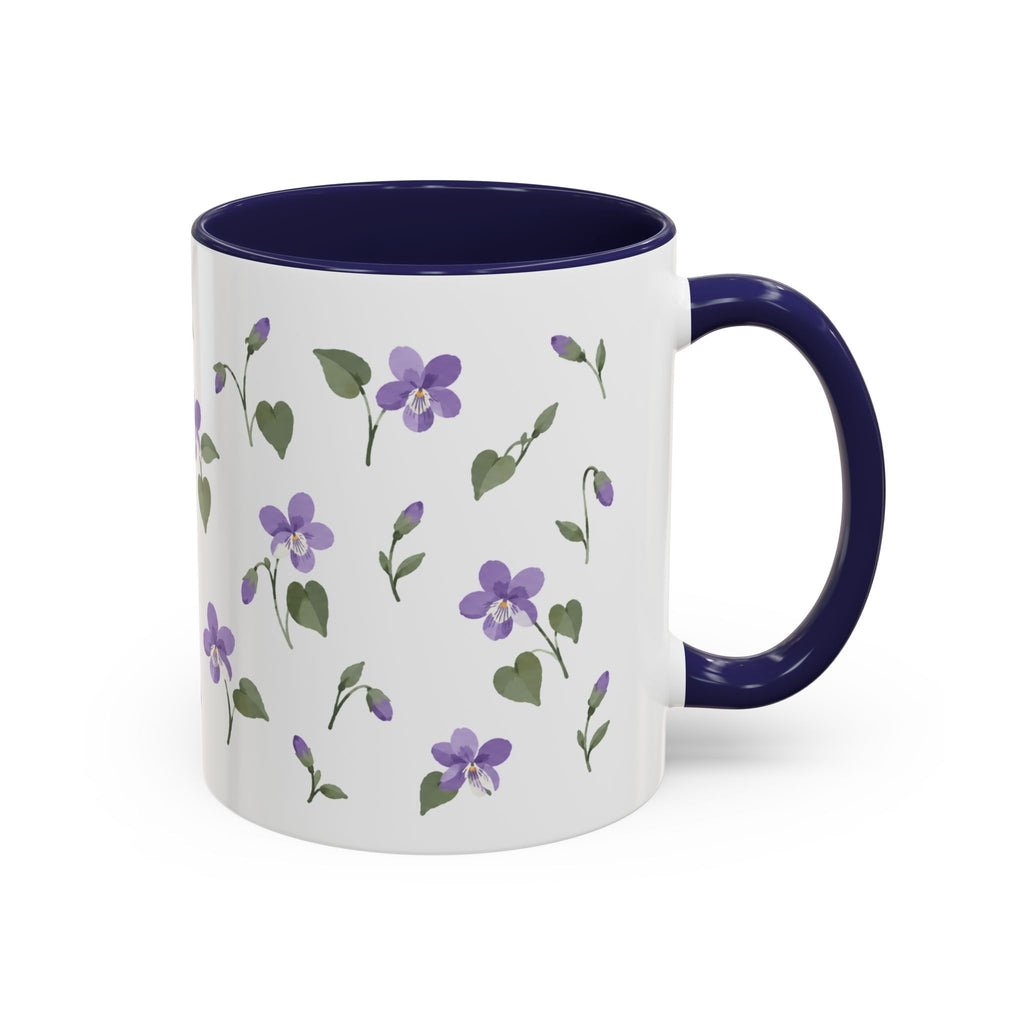 Rhode Island Violet Mug, State Flower Floral Coffee Cup, 11oz Botanical Gift