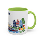 Amsterdam Coffee Mug | Netherlands Travel Souvenir | Porcelain Decal City Gift | 11oz 15oz Accent Mug