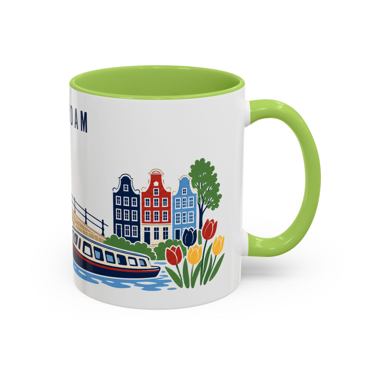 Amsterdam Coffee Mug | Netherlands Travel Souvenir | Porcelain Decal City Gift | 11oz 15oz Accent Mug