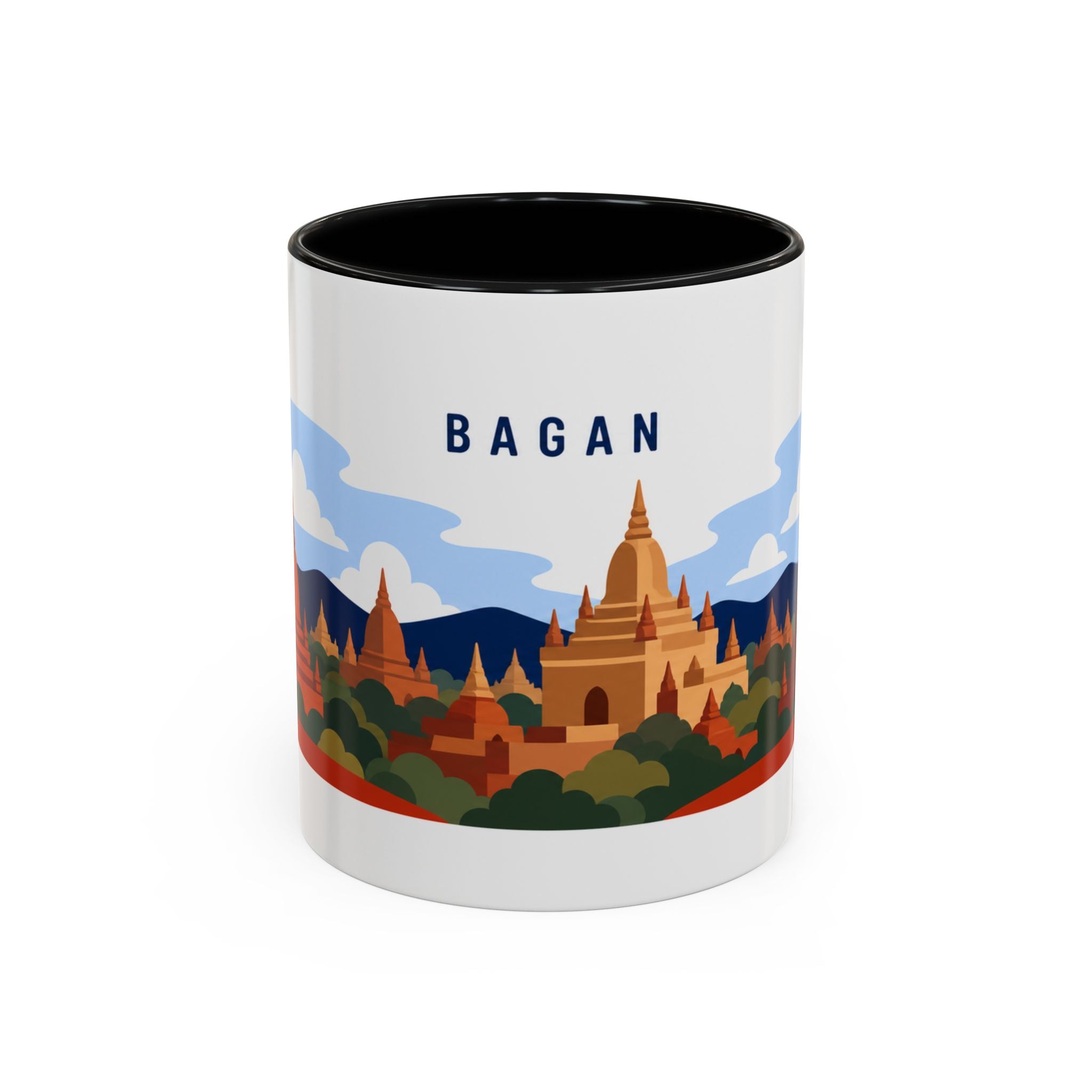 Bagan Coffee Mug | Travel Destination Souvenir Gift | Accent Color Ceramic 11oz 15oz