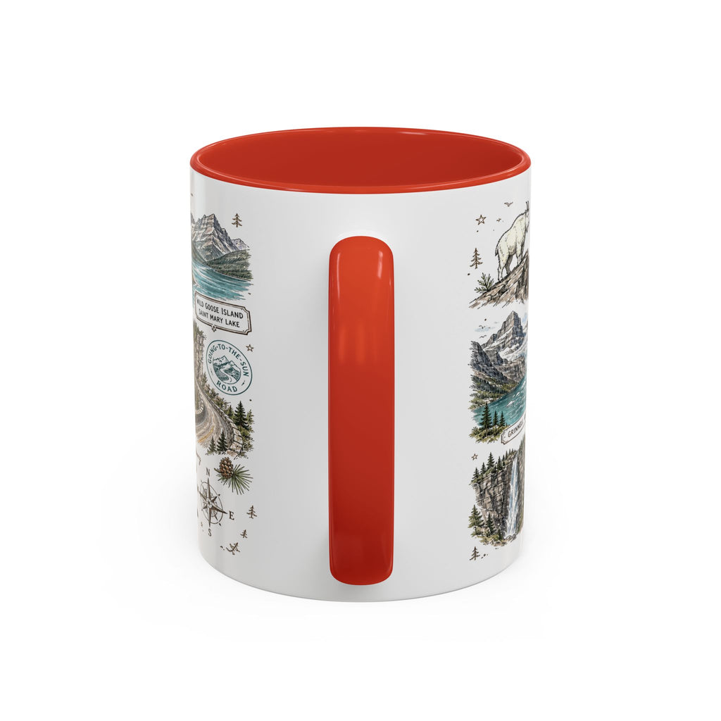Glacier Coffee Mug | National Park Hiking Montana Gift | Accent Color Ceramic 11oz 15oz