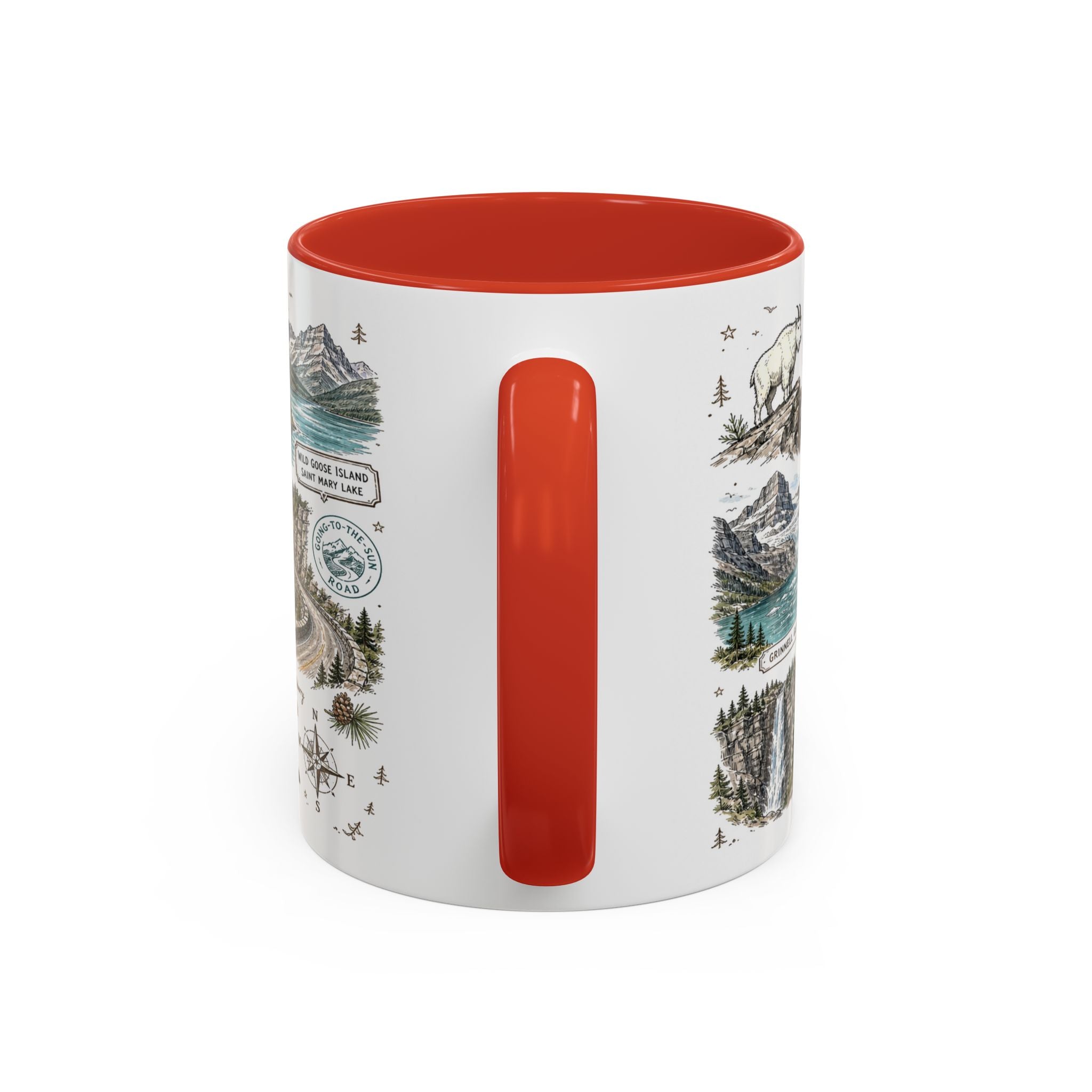 Glacier Coffee Mug | National Park Hiking Montana Gift | Accent Color Ceramic 11oz 15oz