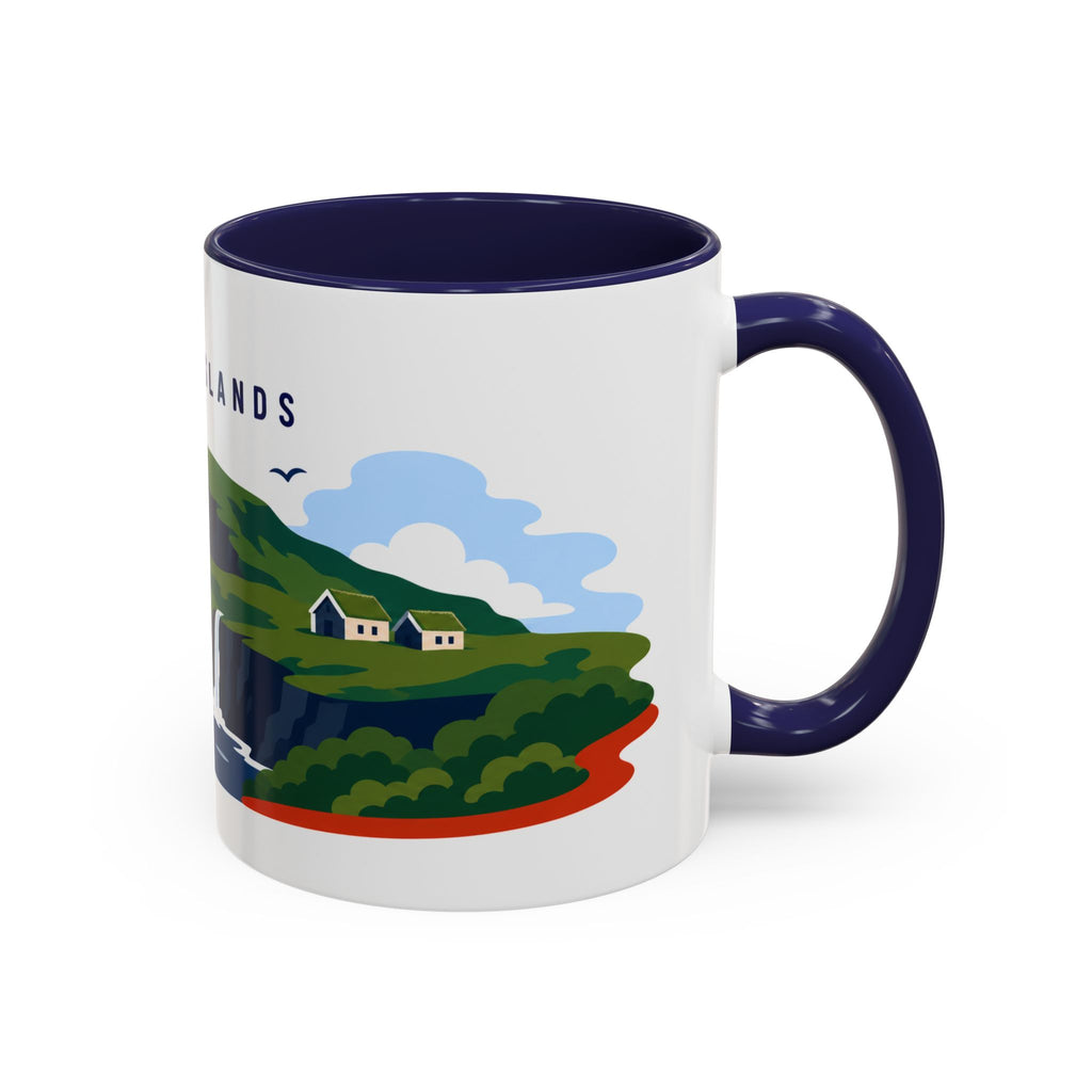 Faroe Islands Coffee Mug | Travel Destination Souvenir Gift | Accent Color Ceramic 11oz 15oz