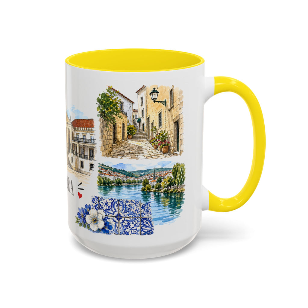 Coimbra Illustrated Travel Mug | City Souvenir Accent Coffee Mug | 11oz 15oz Ceramic Cup