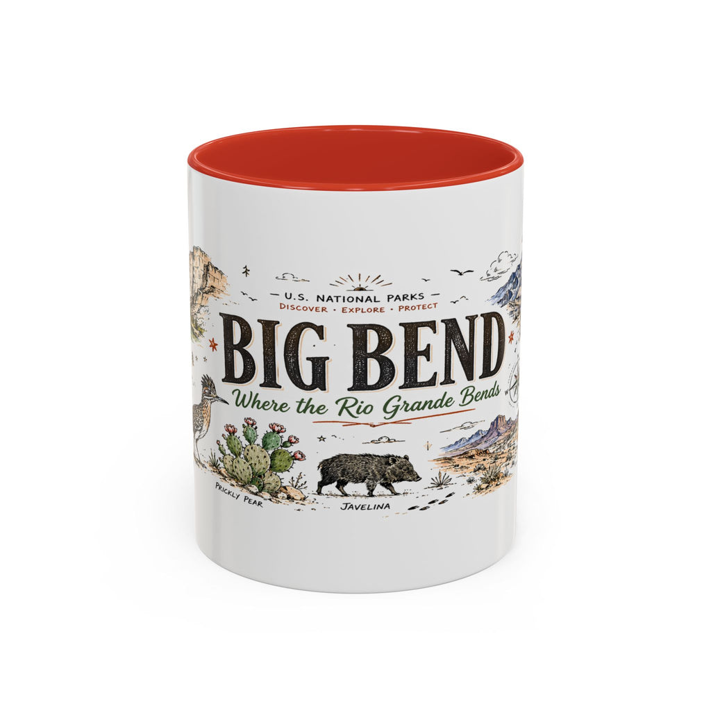 Big Bend National Park Coffee Mug | Texas Desert River Canyon Hiking Gift | Accent Color Ceramic 11oz 15oz