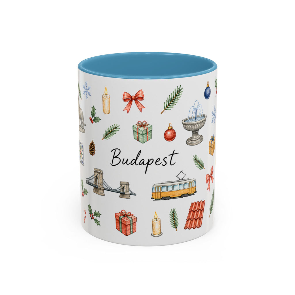 Budapest Christmas Mug | Watercolor City Souvenir | Ceramic Coffee Cup (11oz 15oz)