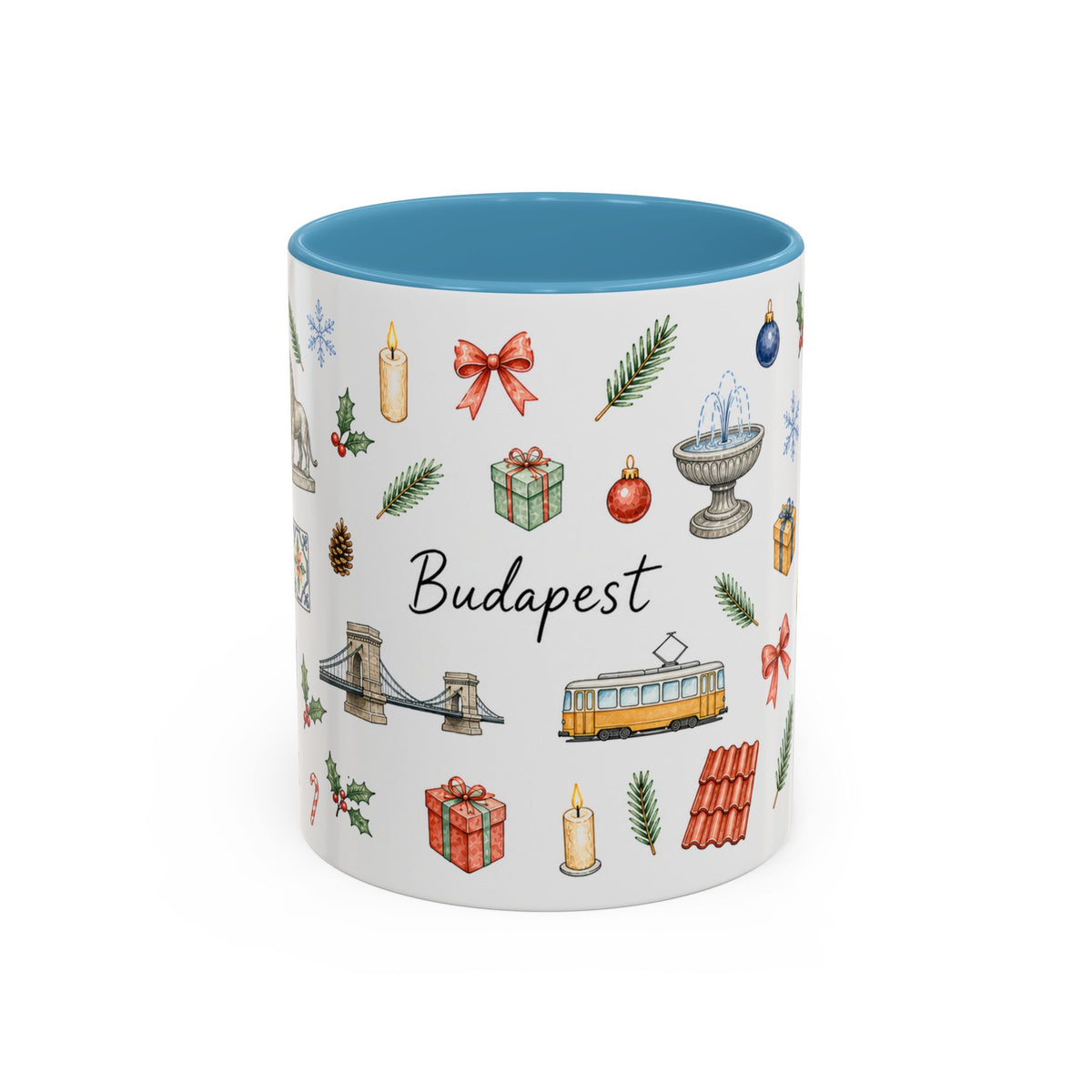 Budapest Christmas Mug | Watercolor City Souvenir | Ceramic Coffee Cup (11oz 15oz)