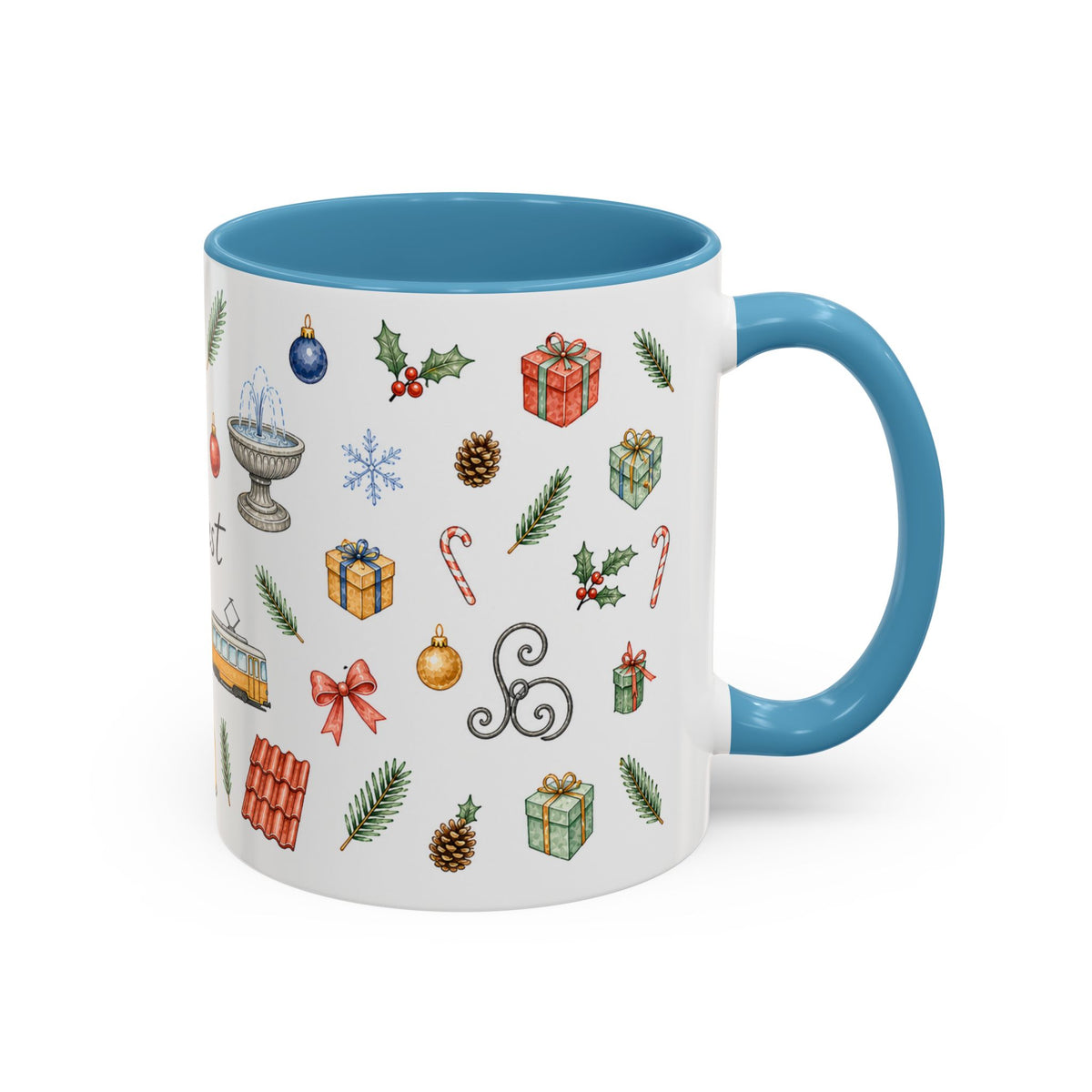 Budapest Christmas Mug | Watercolor City Souvenir | Ceramic Coffee Cup (11oz 15oz)