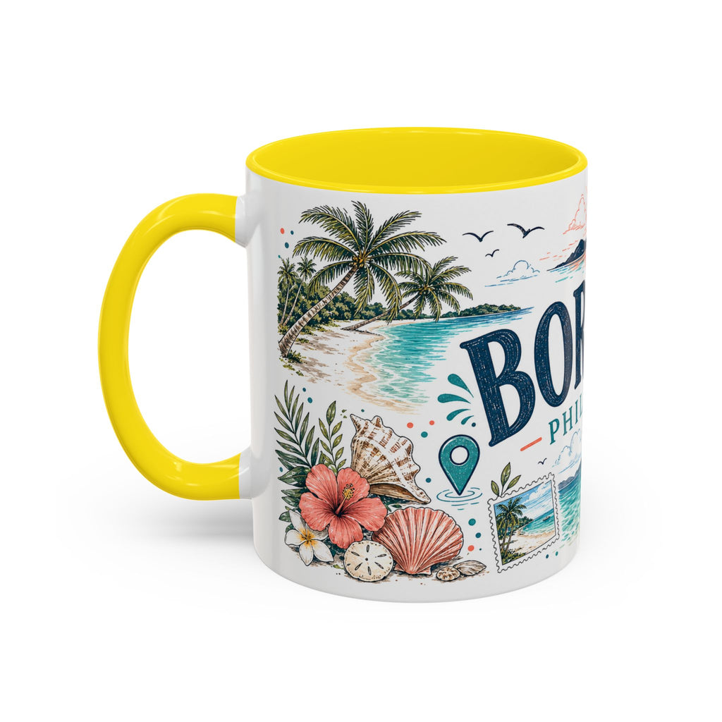 Boracay Coffee Mug | Travel Destination Souvenir Gift | Accent Color Ceramic 11oz 15oz