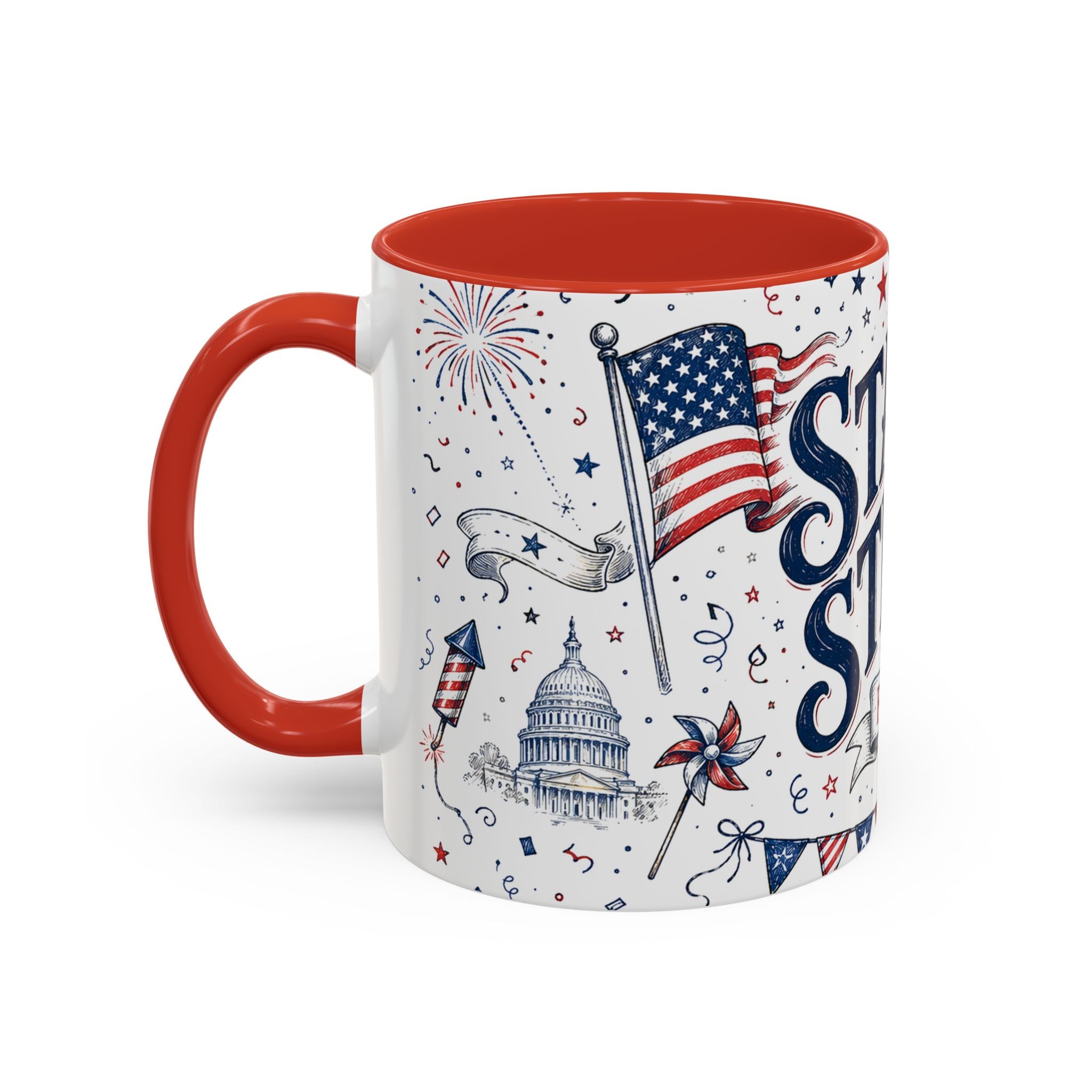 Stars and Stripes Forever Coffee Mug | Patriotic 4th of July Gift | Accent Color Ceramic 11oz 15oz