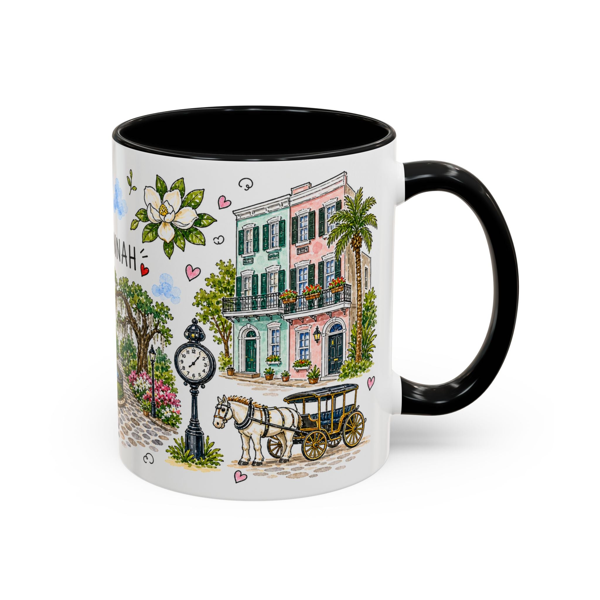 Savannah Illustrated Travel Mug | City Souvenir Accent Coffee Mug | 11oz 15oz Ceramic Cup