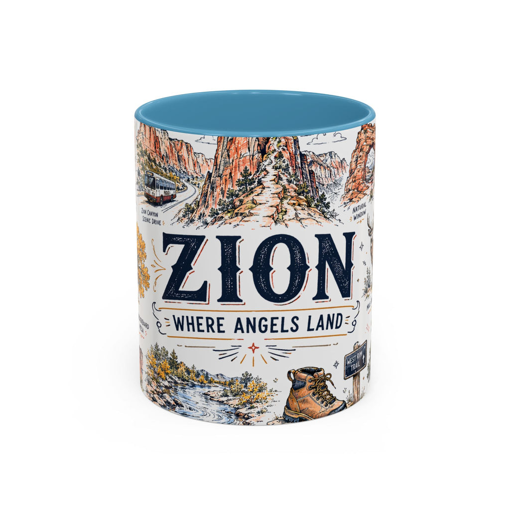 Zion National Park Coffee Mug | Hiking Camping Nature Gift | Accent Color Ceramic 11oz 15oz