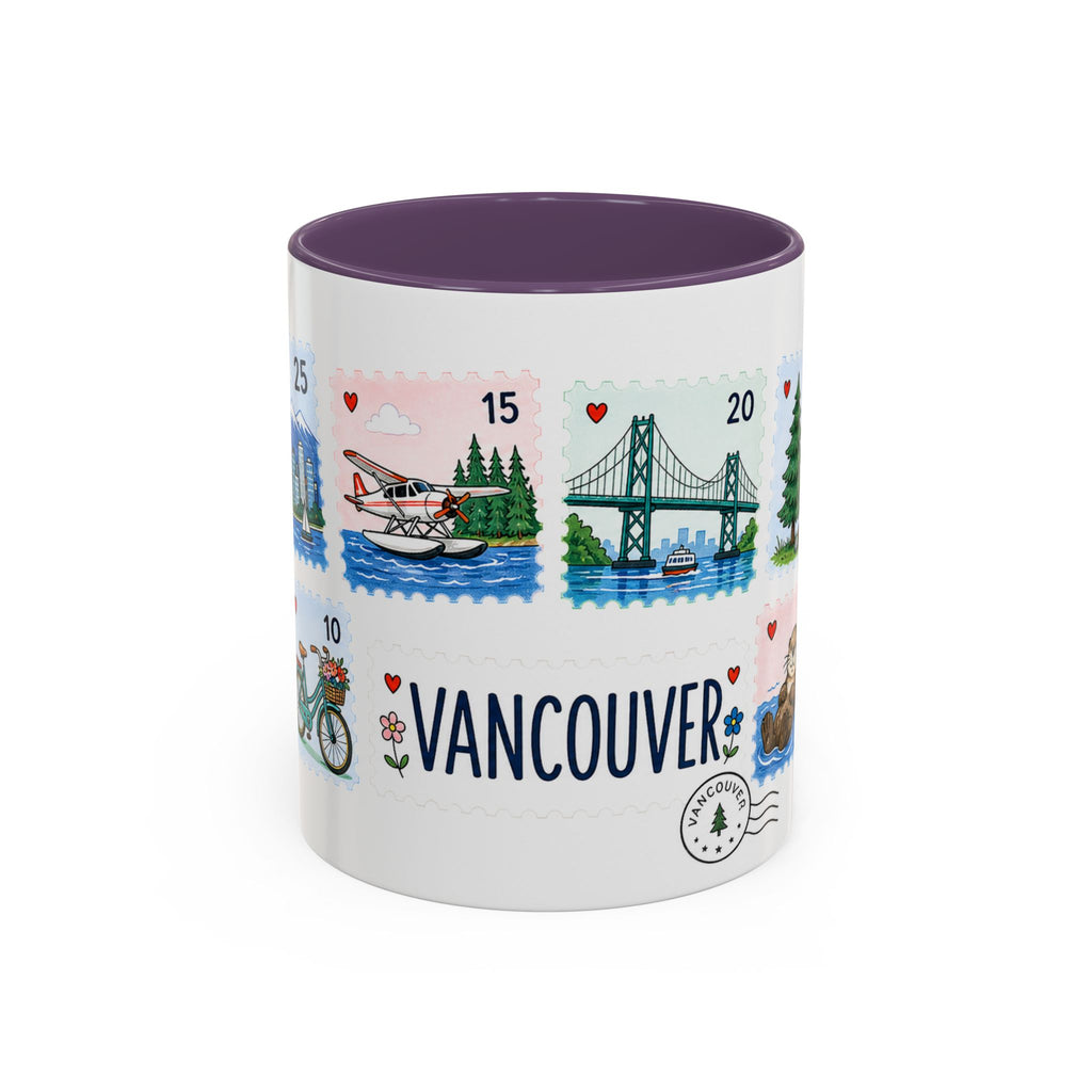 Vancouver Coffee Mug | Postage Stamp Collage Mug | Travel Souvenir Accent Cup 11oz 15oz