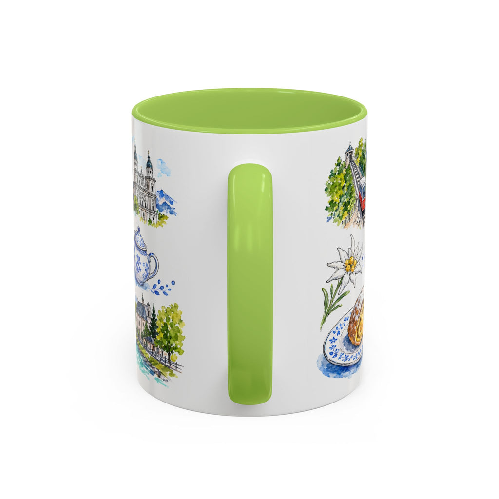 Salzburg Illustrated Travel Mug | City Souvenir Accent Coffee Mug | 11oz 15oz Ceramic Cup