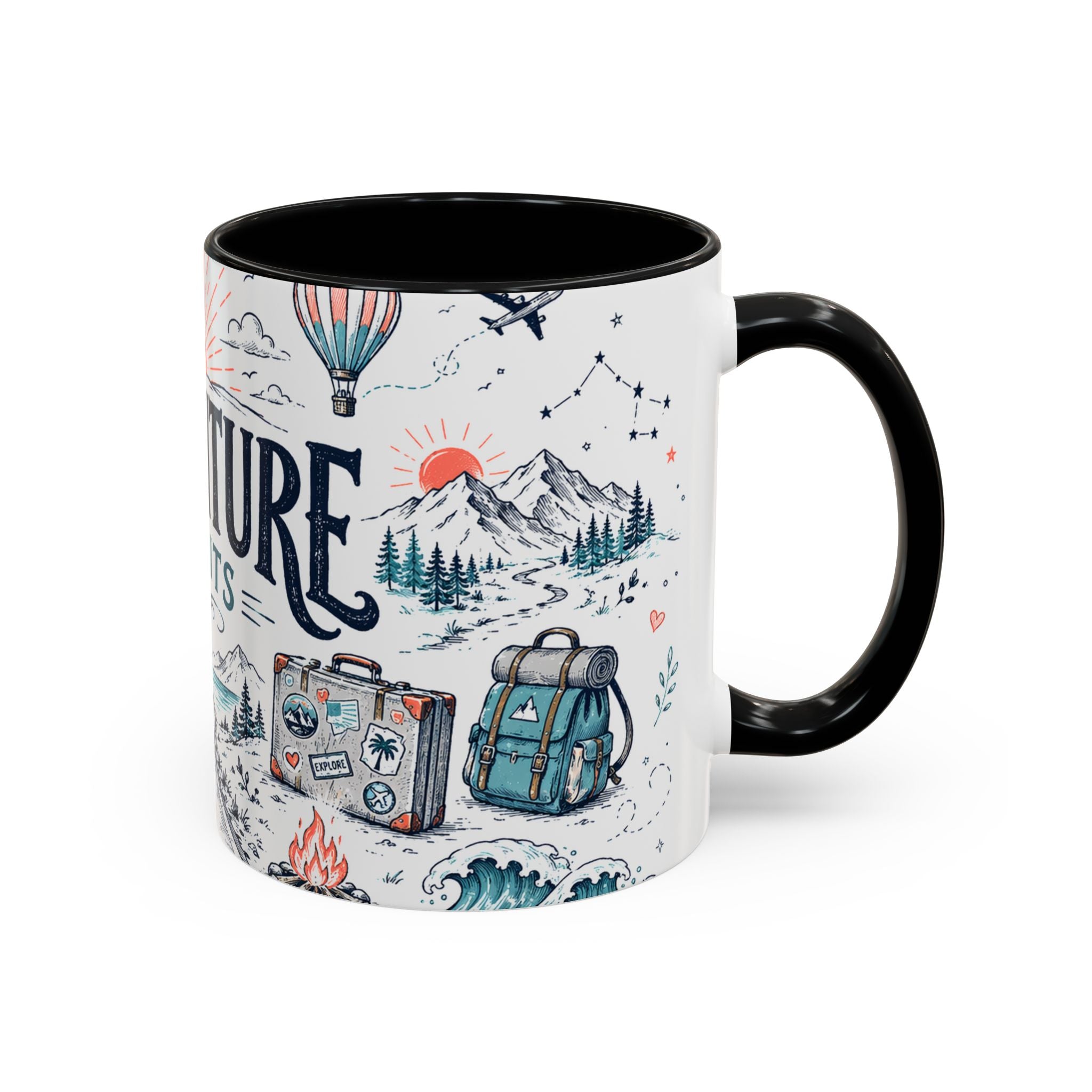 Adventure Awaits Coffee Mug | Class of 2026 Graduation Gift | Accent Color Ceramic 11oz 15oz