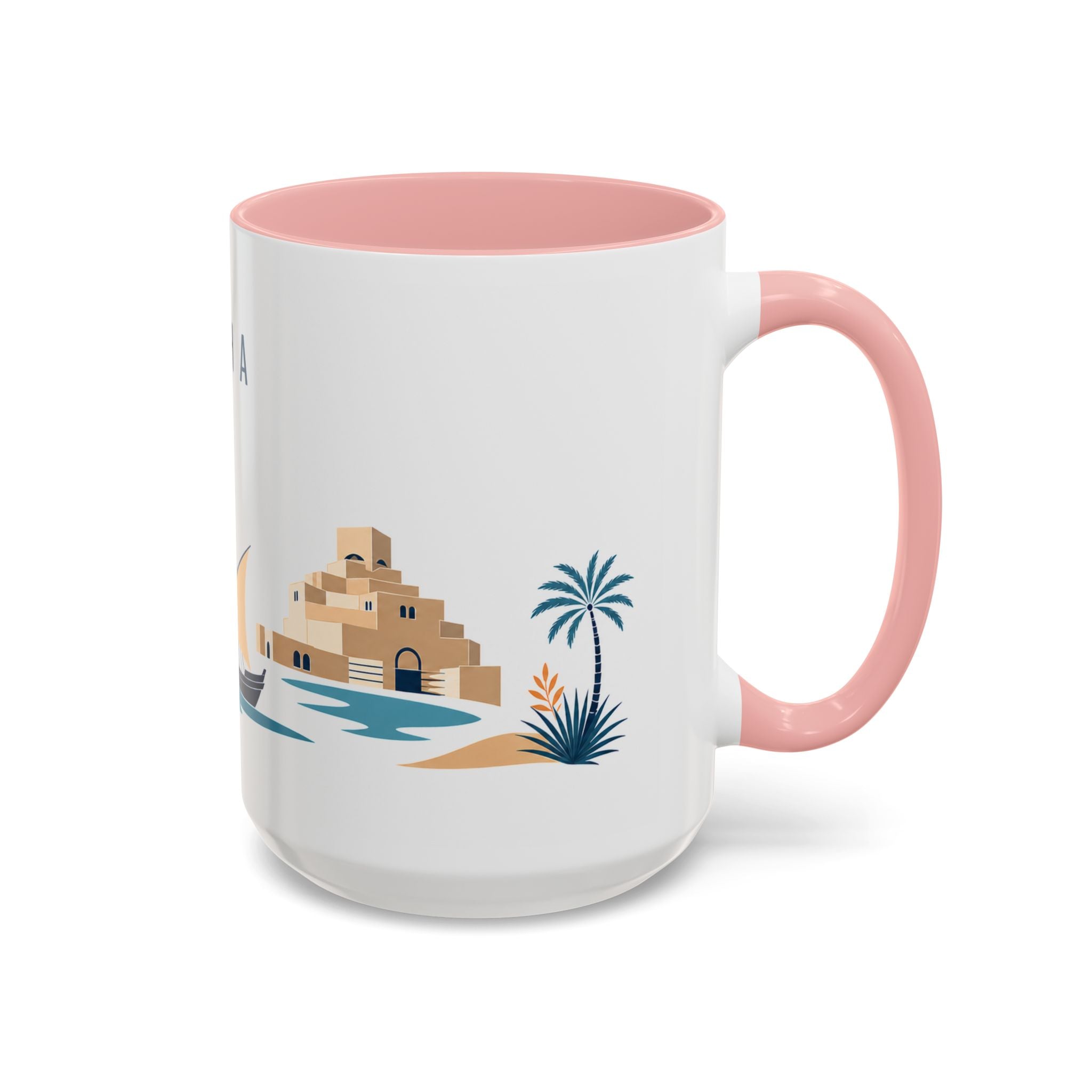 Doha Coffee Mug | Qatar Travel Souvenir | Porcelain Decal City Gift | 11oz 15oz Accent Mug
