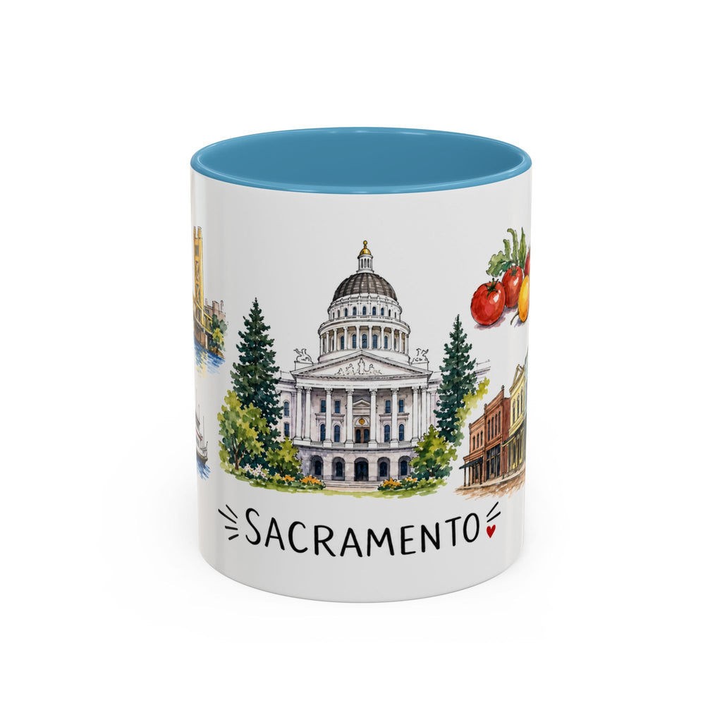 Sacramento Illustrated Travel Mug | City Souvenir Accent Coffee Mug | 11oz 15oz Ceramic Cup