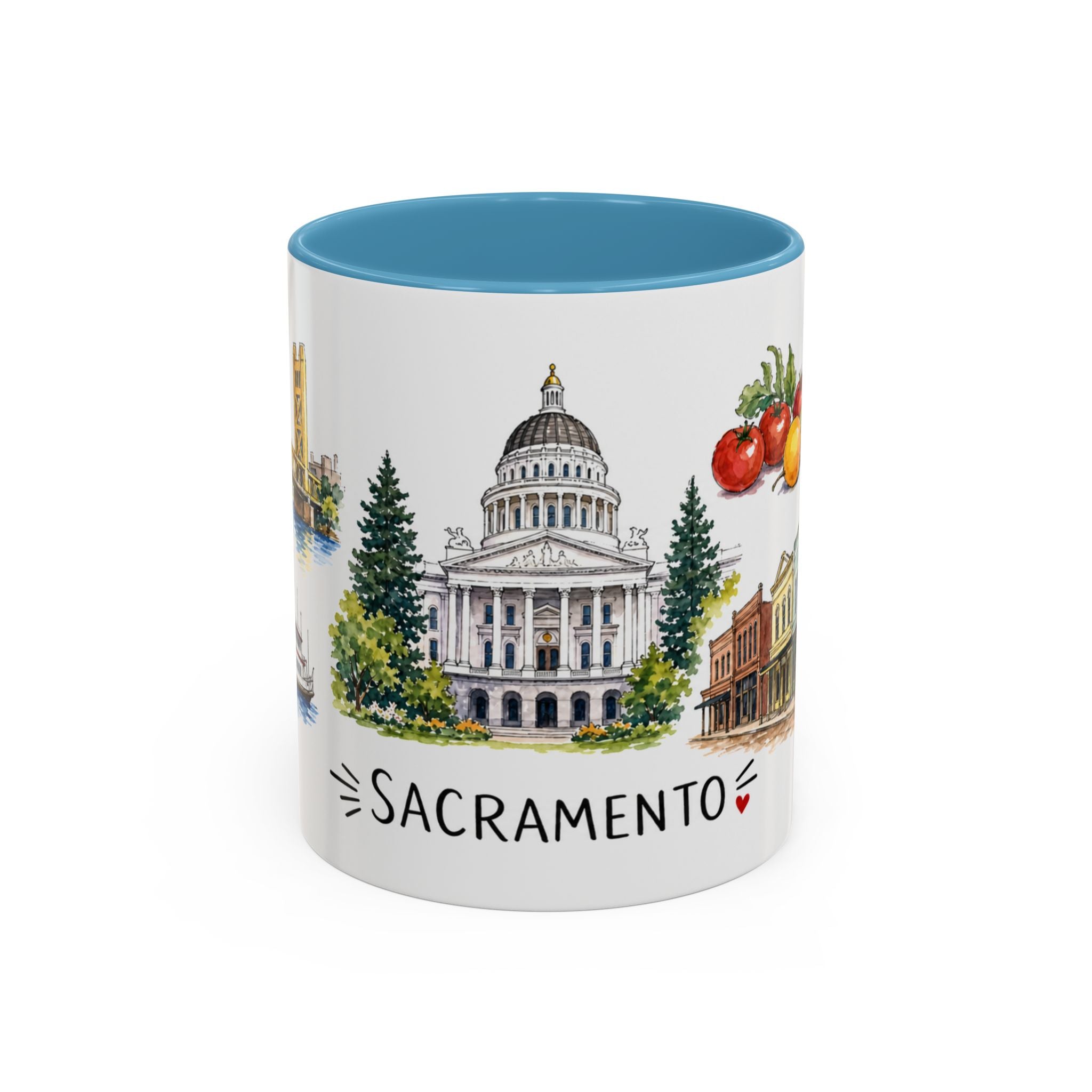 Sacramento Illustrated Travel Mug | City Souvenir Accent Coffee Mug | 11oz 15oz Ceramic Cup