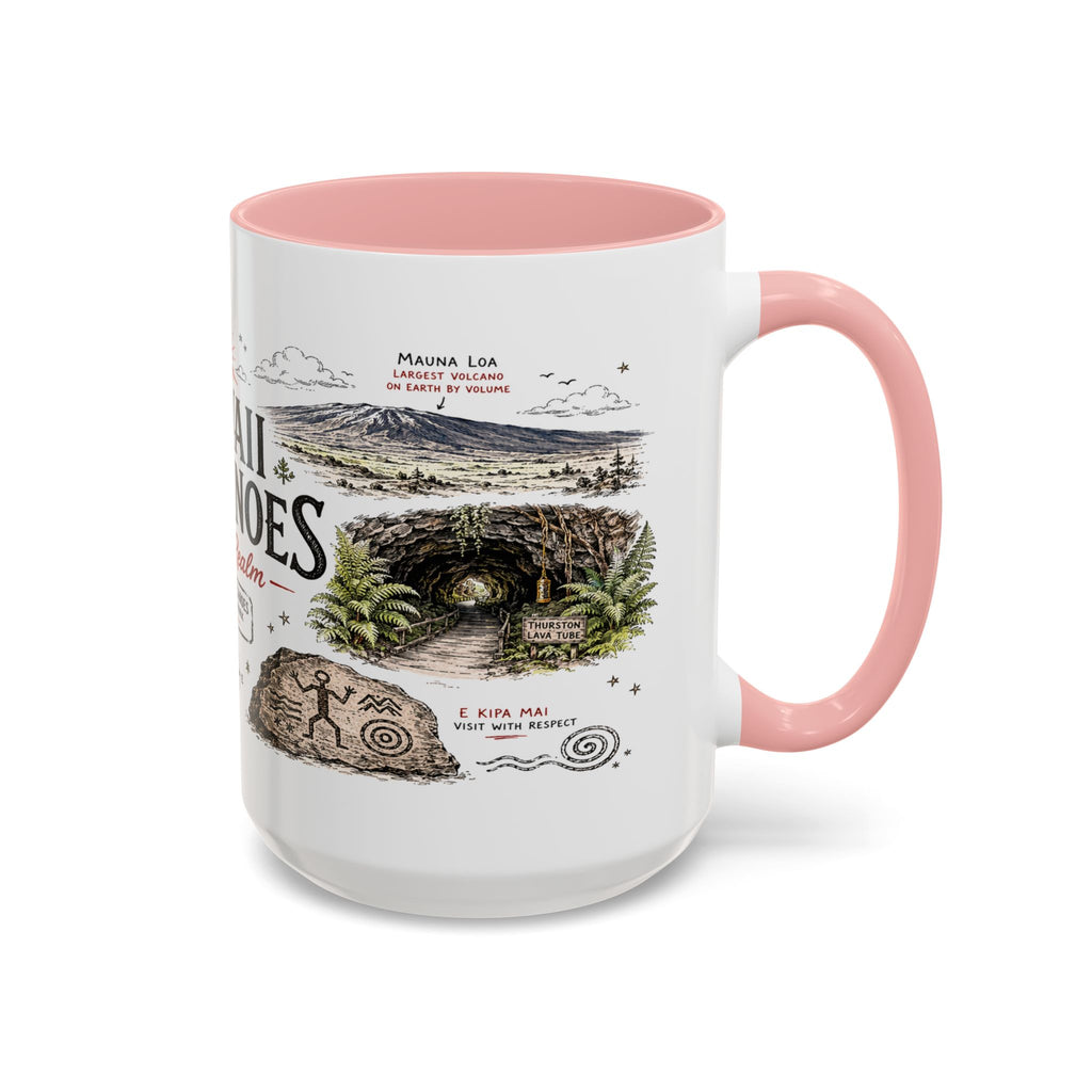 Hawaii Volcanoes National Park Coffee Mug | Hawaii Big Island Lava Volcano Gift | Accent Color Ceramic 11oz 15oz