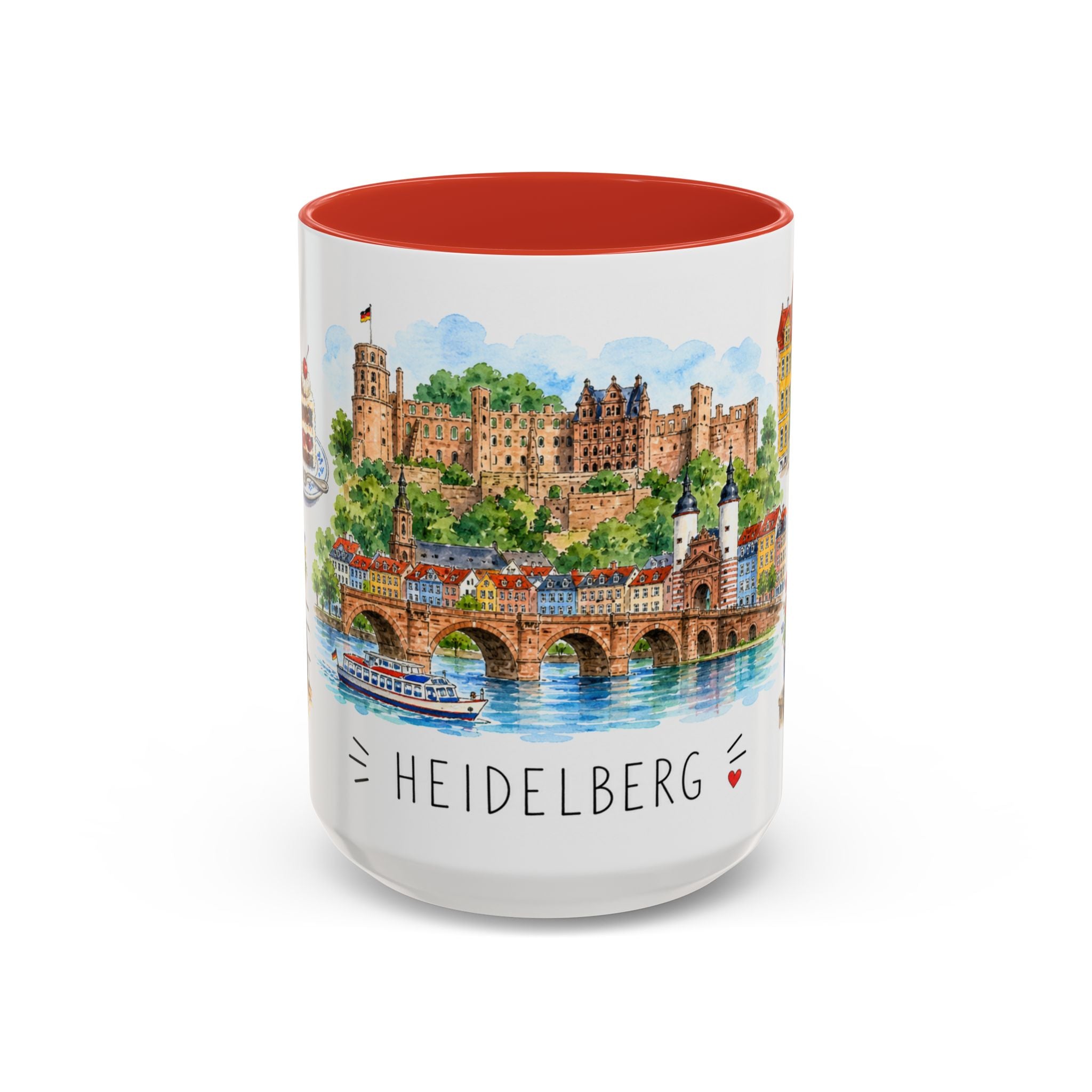 Heidelberg Illustrated Travel Mug | City Souvenir Accent Coffee Mug | 11oz 15oz Ceramic Cup
