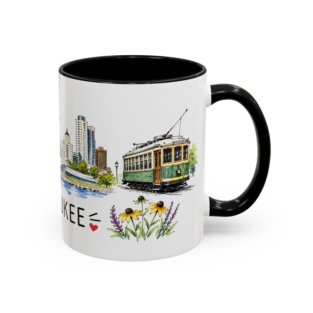 Milwaukee Illustrated Travel Mug | City Souvenir Accent Coffee Mug | 11oz 15oz Ceramic Cup