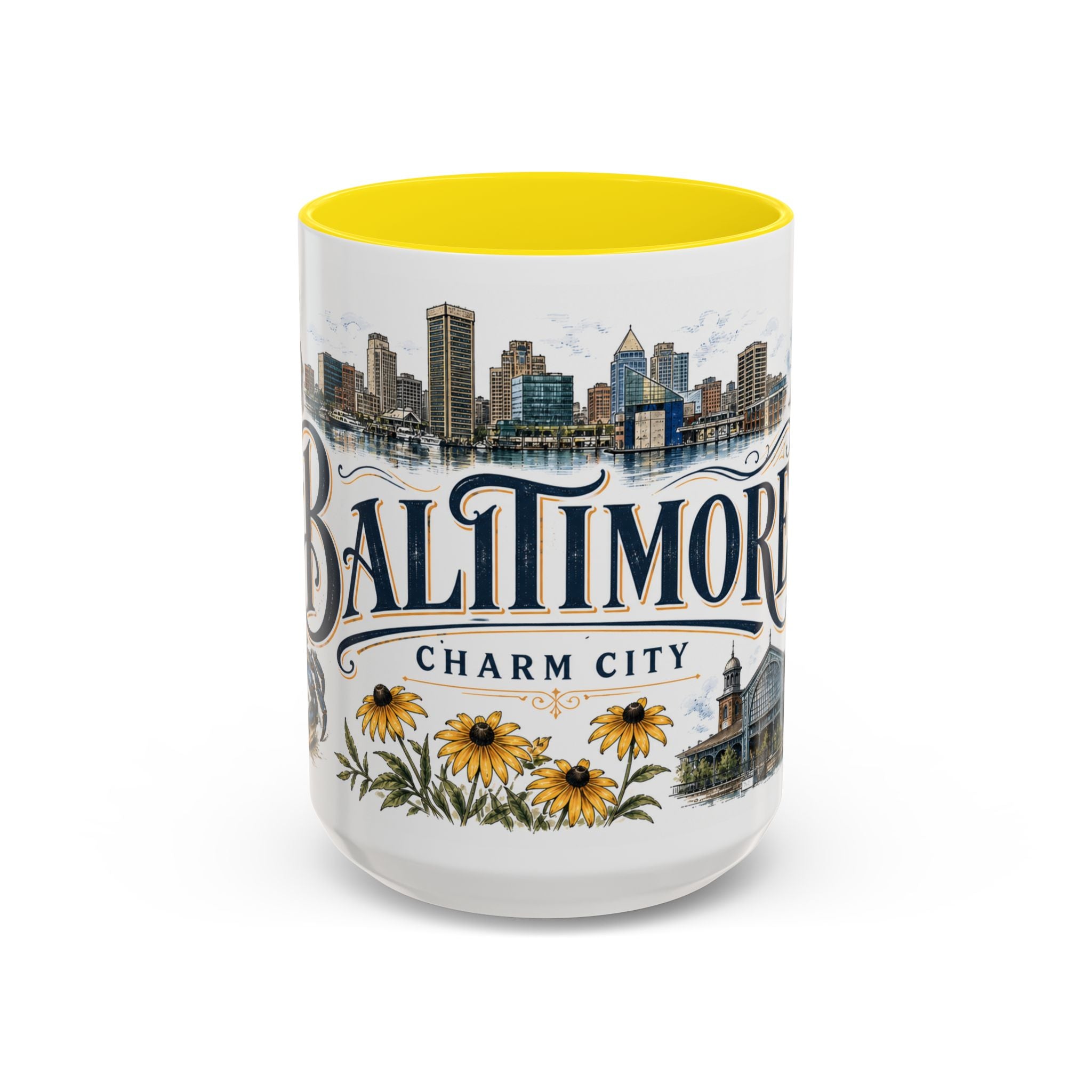 Baltimore Coffee Mug | United States Travel Souvenir | Vintage Illustrated City Gift | 11 oz 15 oz Accent Mug