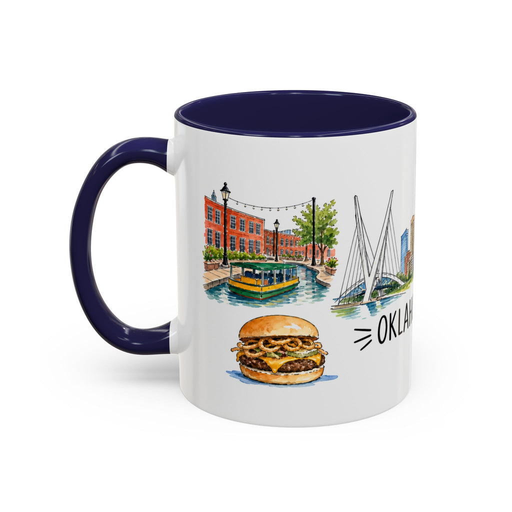 Oklahoma City Illustrated Travel Mug | City Souvenir Accent Coffee Mug | 11oz 15oz Ceramic Cup