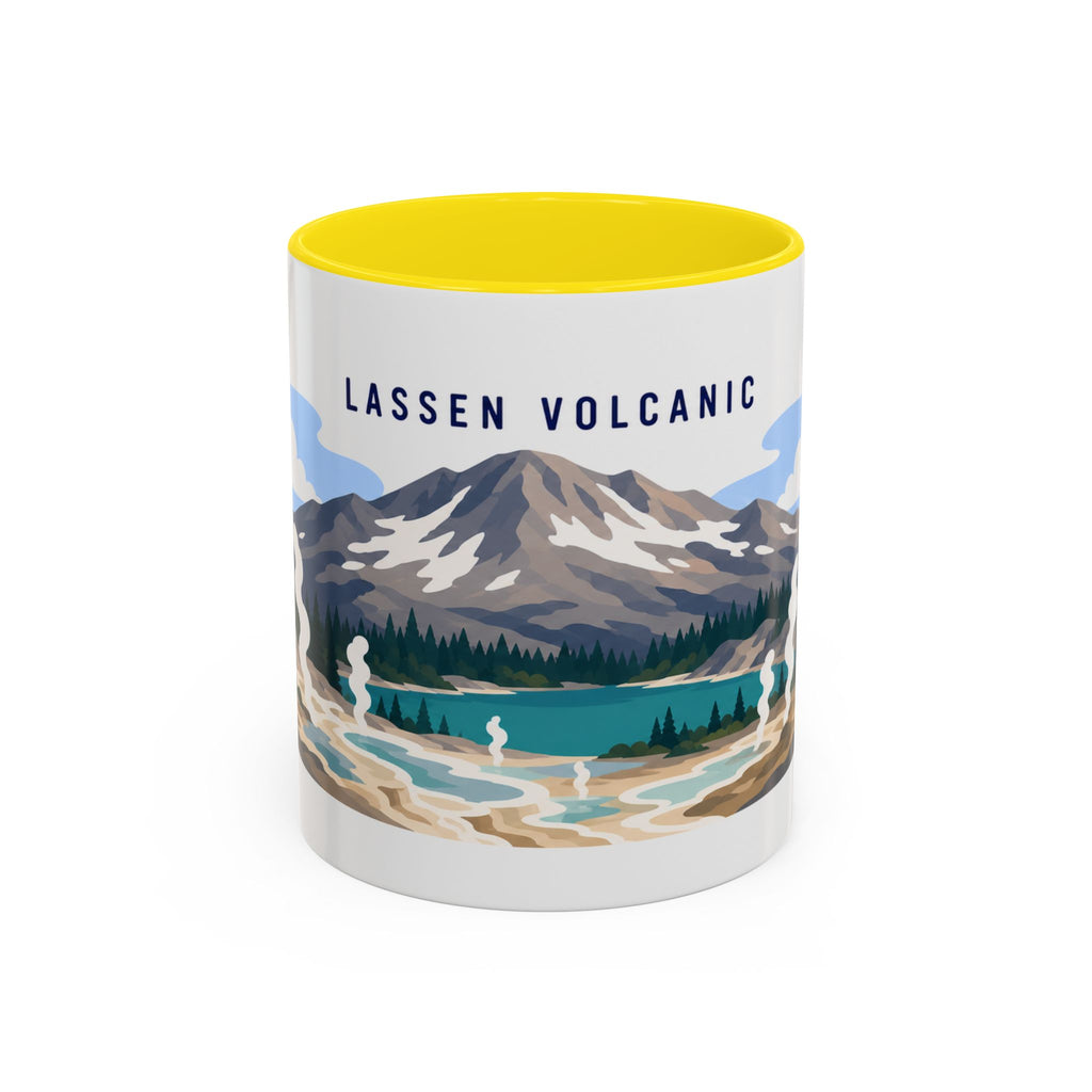 Lassen Volcanic National Park Coffee Mug | Solid Color Block Park Souvenir | 11oz 15oz Accent Mug