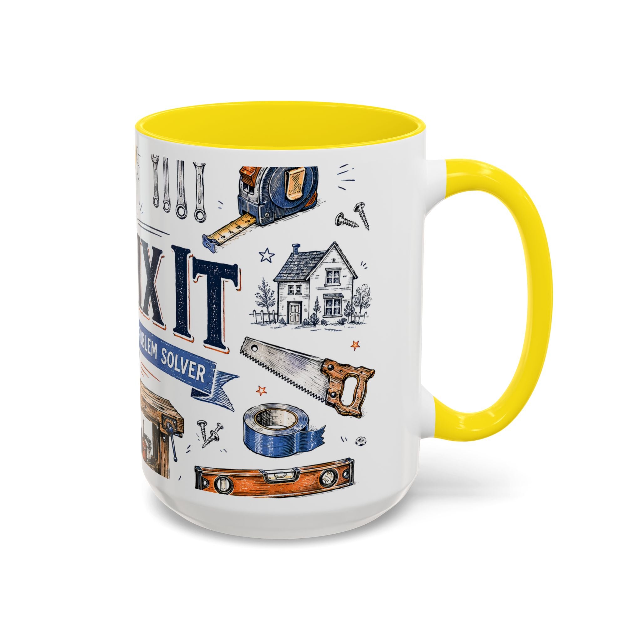 Mr Fix It Coffee Mug | Father's Day Gift for Dad | Accent Color Ceramic 11oz 15oz