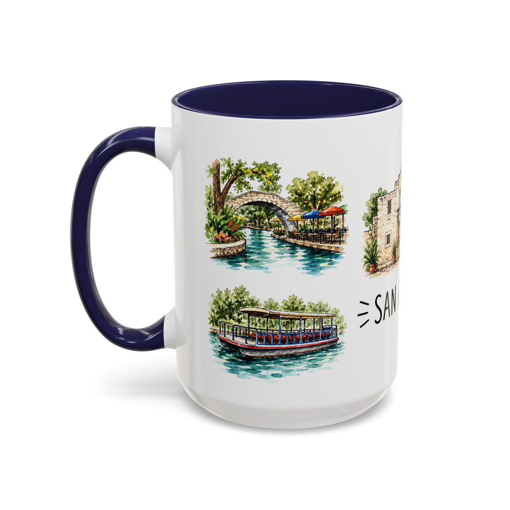 San Antonio Illustrated Travel Mug | City Souvenir Accent Coffee Mug | 11oz 15oz Ceramic Cup