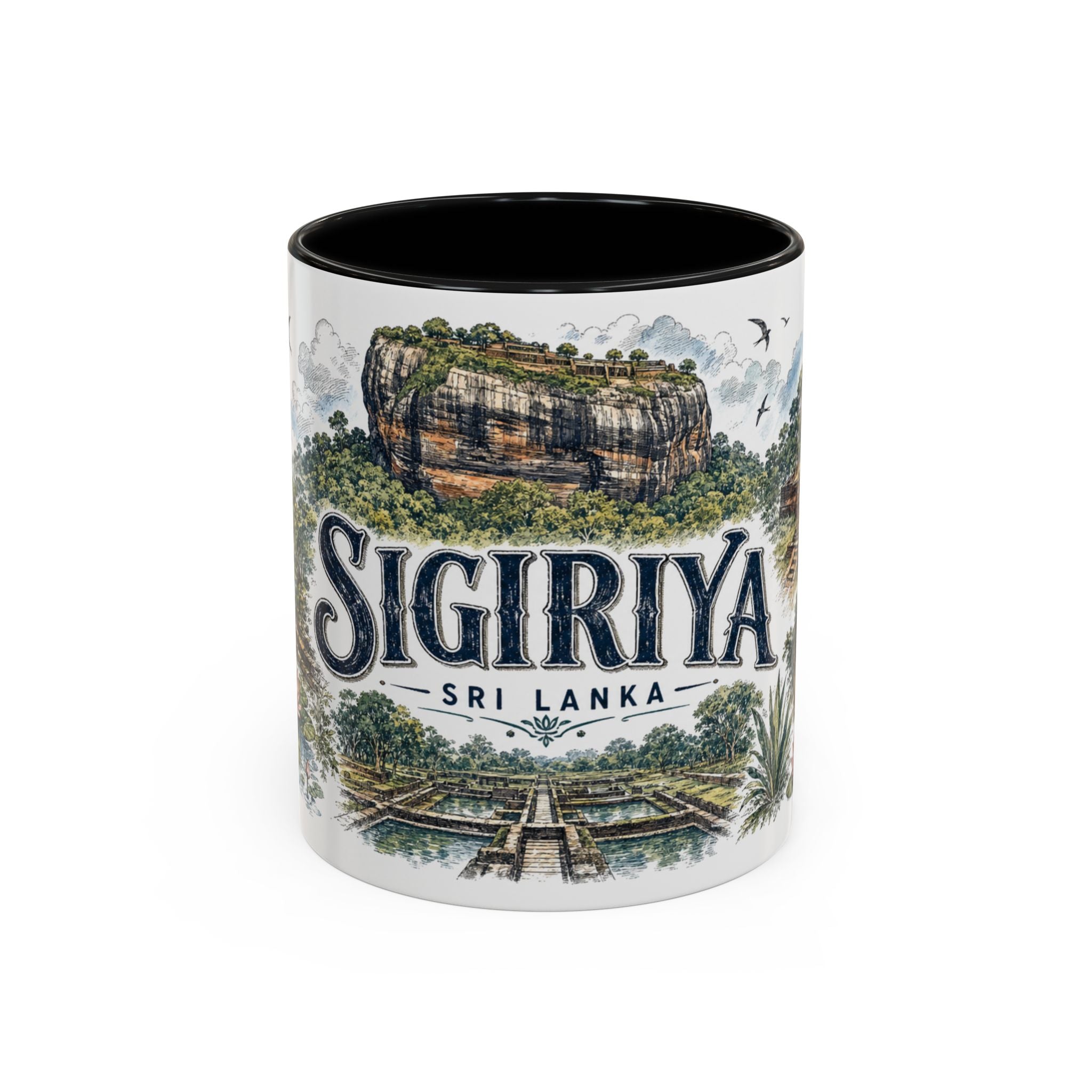 Sigiriya Mug, Sri Lanka Travel Souvenir, Bucket List Gift, Accent Ceramic Coffee Mug 11oz 15oz