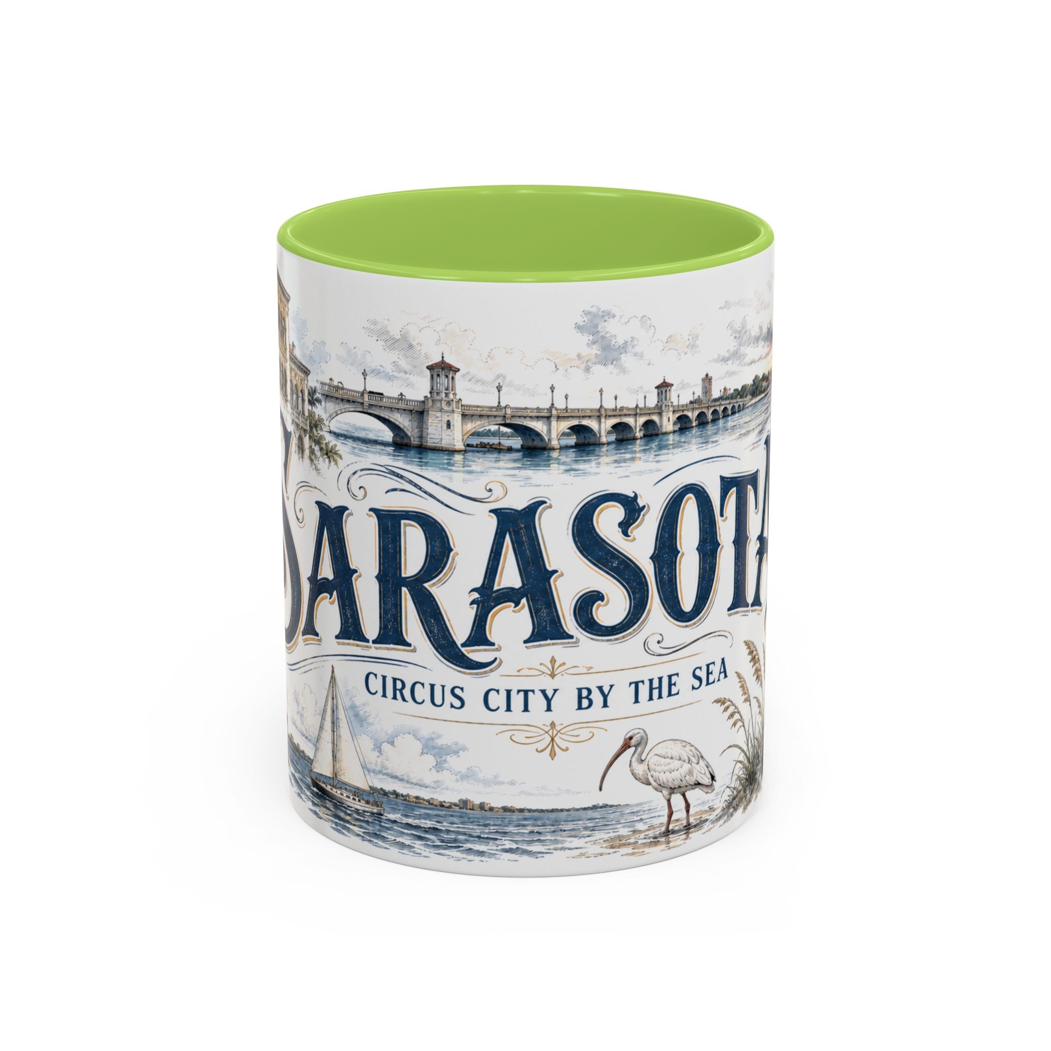 Sarasota Coffee Mug | United States Travel Souvenir | Vintage Illustrated City Gift | 11 oz 15 oz Accent Mug