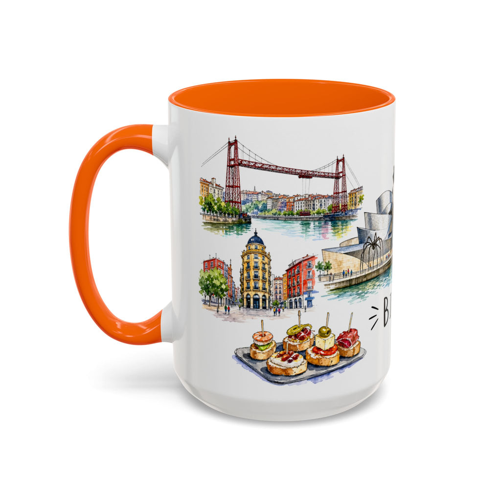 Bilbao Illustrated Travel Mug | City Souvenir Accent Coffee Mug | 11oz 15oz Ceramic Cup