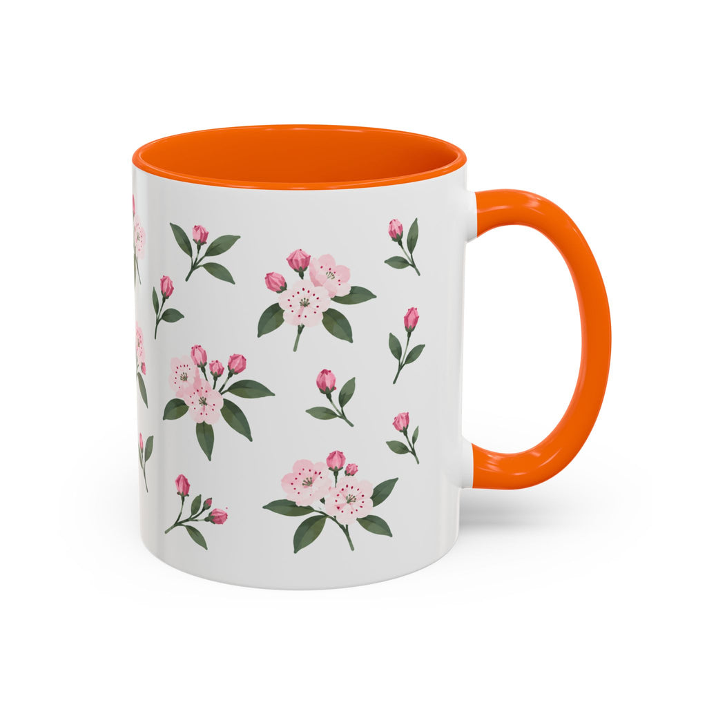Connecticut Mountain Laurel Mug, State Flower Floral Coffee Cup, 11oz Botanical Gift