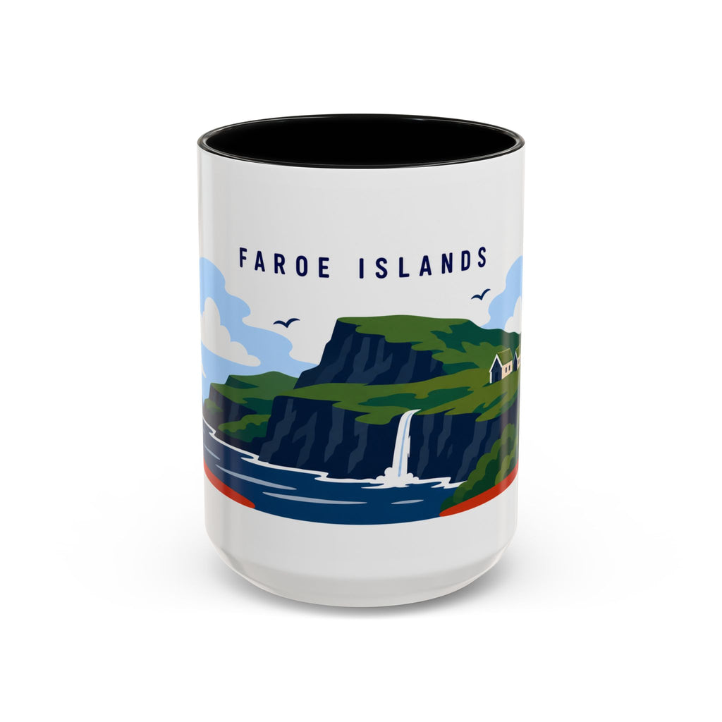 Faroe Islands Coffee Mug | Travel Destination Souvenir Gift | Accent Color Ceramic 11oz 15oz