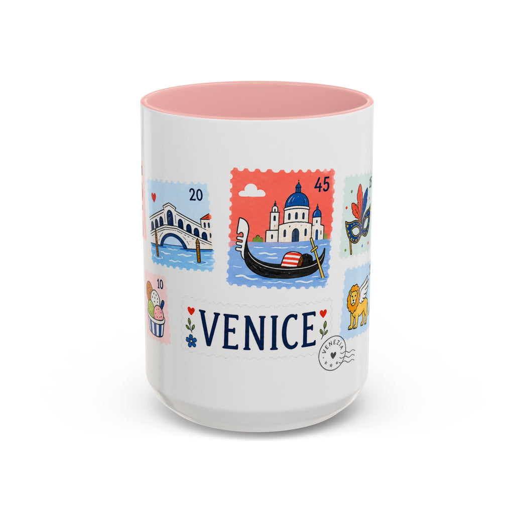 Venice Coffee Mug | Postage Stamp Collage Mug | Travel Souvenir Accent Cup 11oz 15oz