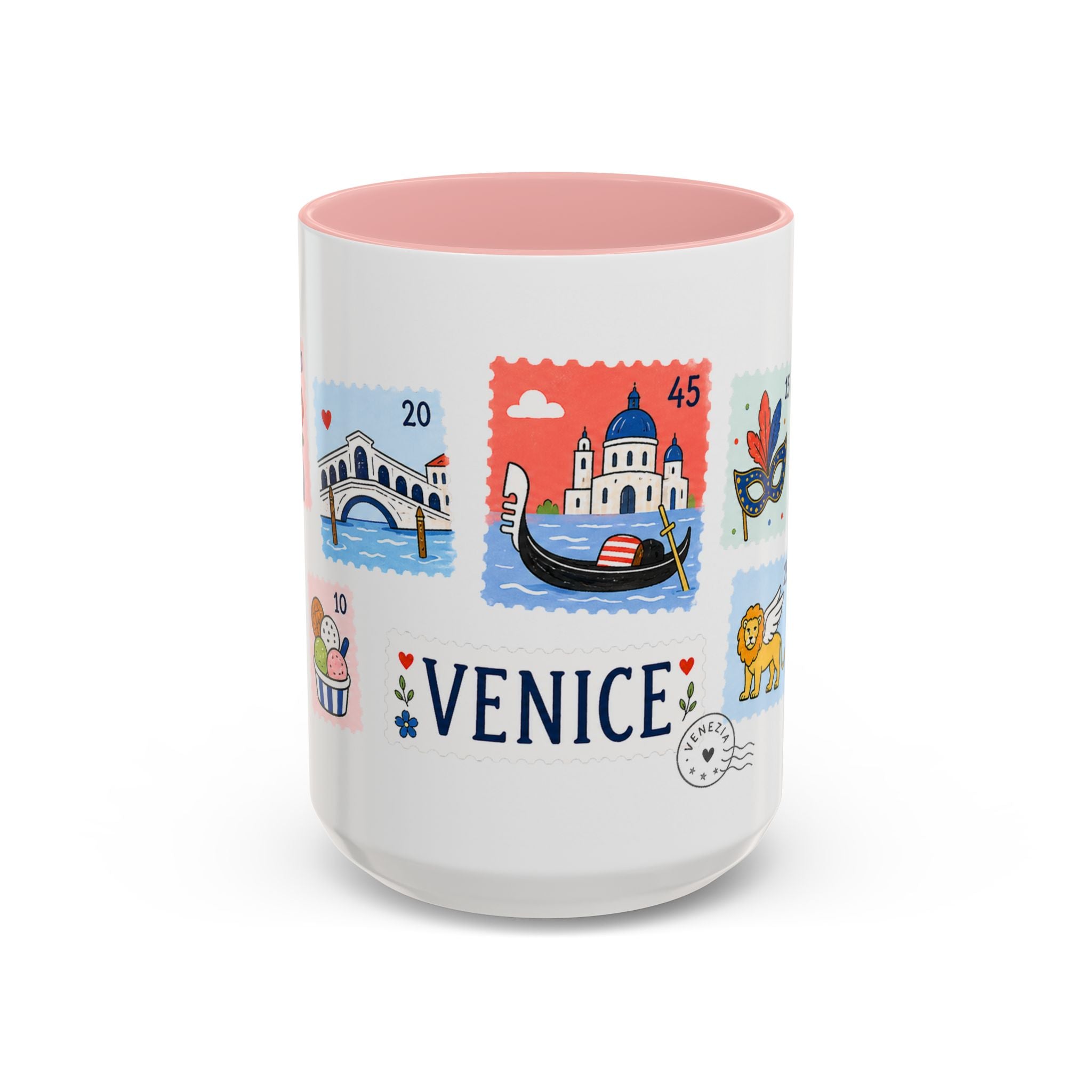 Venice Coffee Mug | Postage Stamp Collage Mug | Travel Souvenir Accent Cup 11oz 15oz
