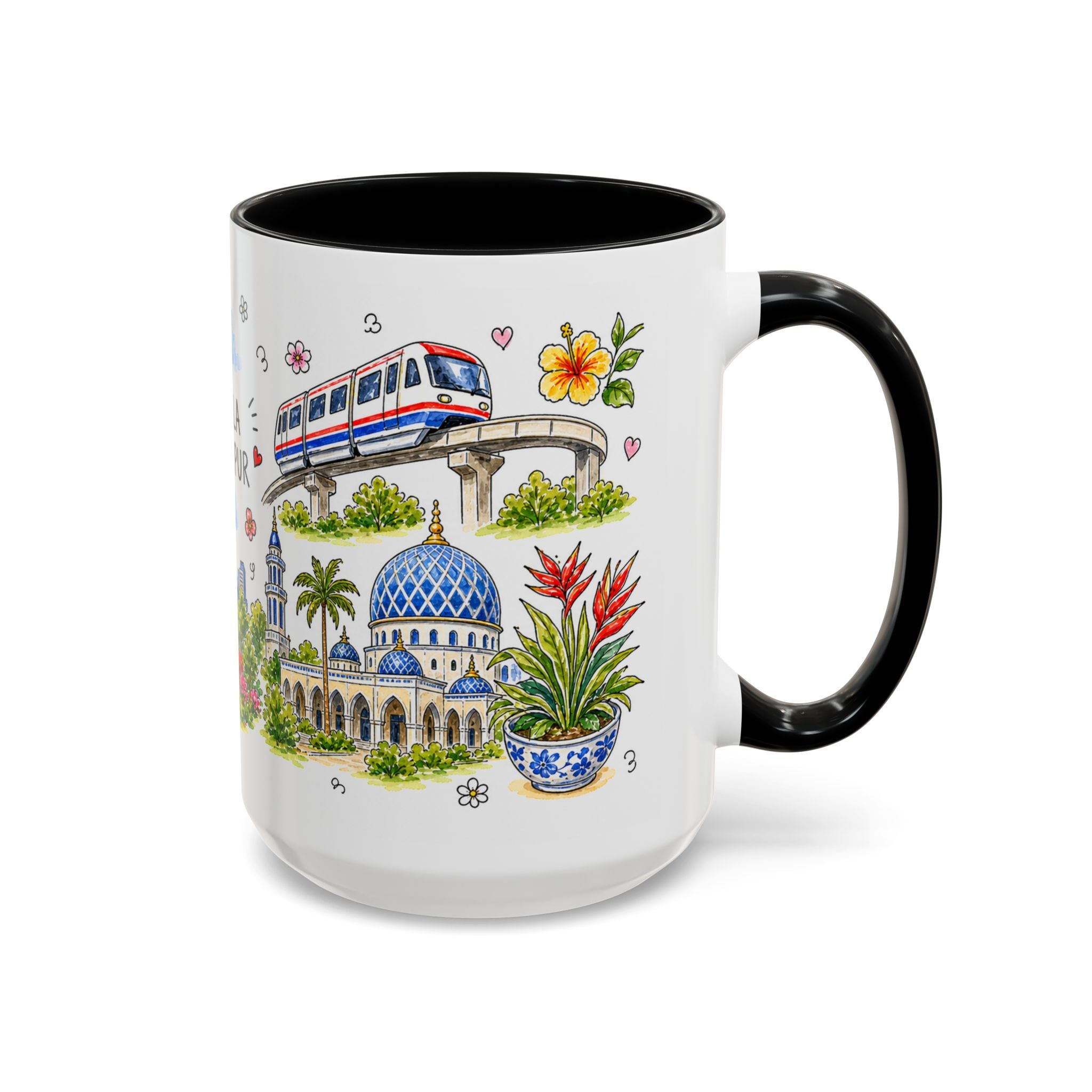 Kuala Lumpur Illustrated Travel Mug | City Souvenir Accent Coffee Mug | 11oz 15oz Ceramic Cup
