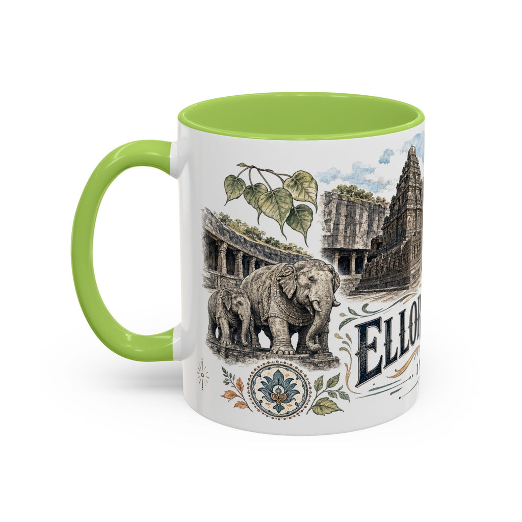 Ellora Caves Mug, India Travel Souvenir, Bucket List Gift, Accent Ceramic Coffee Mug 11oz 15oz