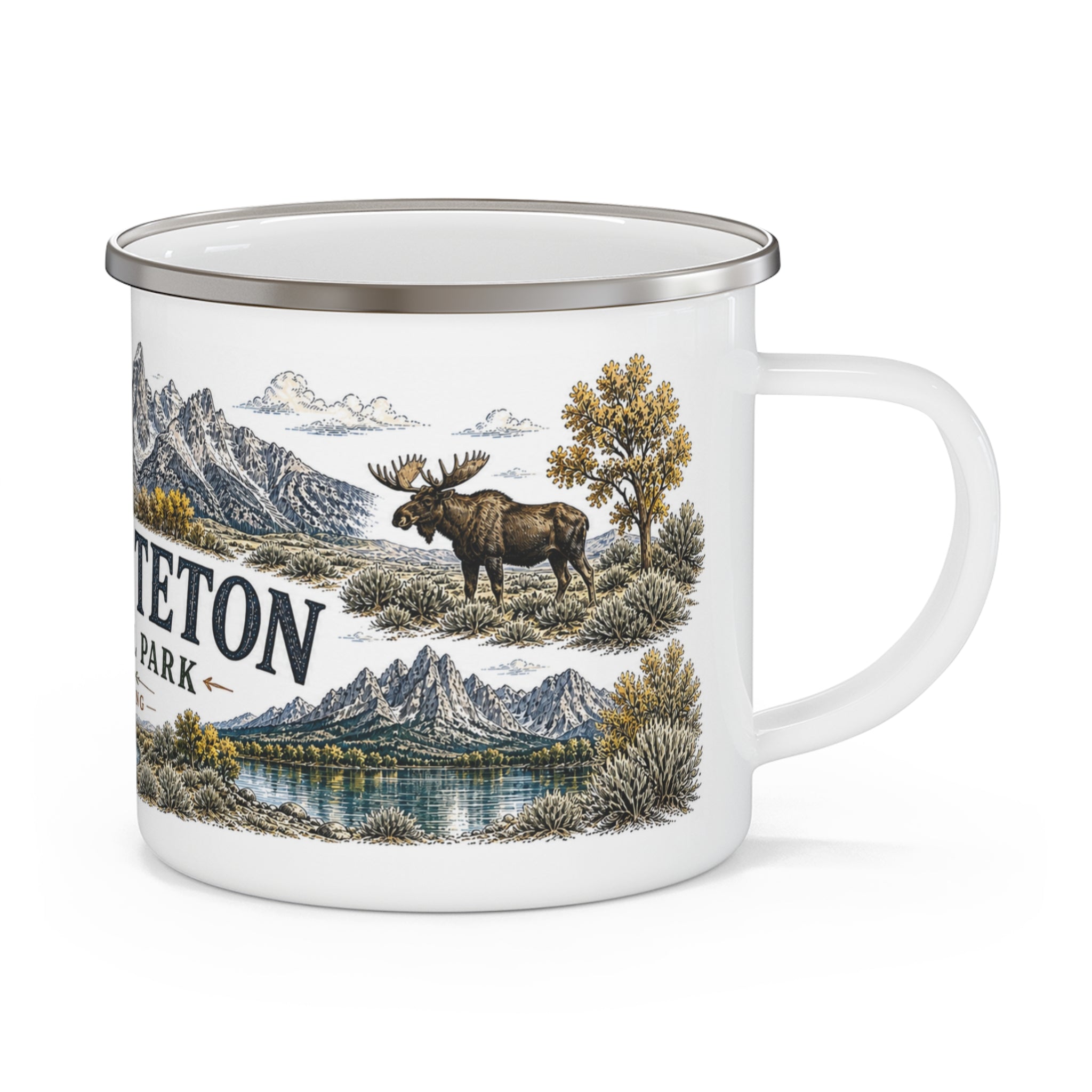 Grand Teton National Park Vintage Enamel Camping Mug | 12oz National Park Hiking Gift
